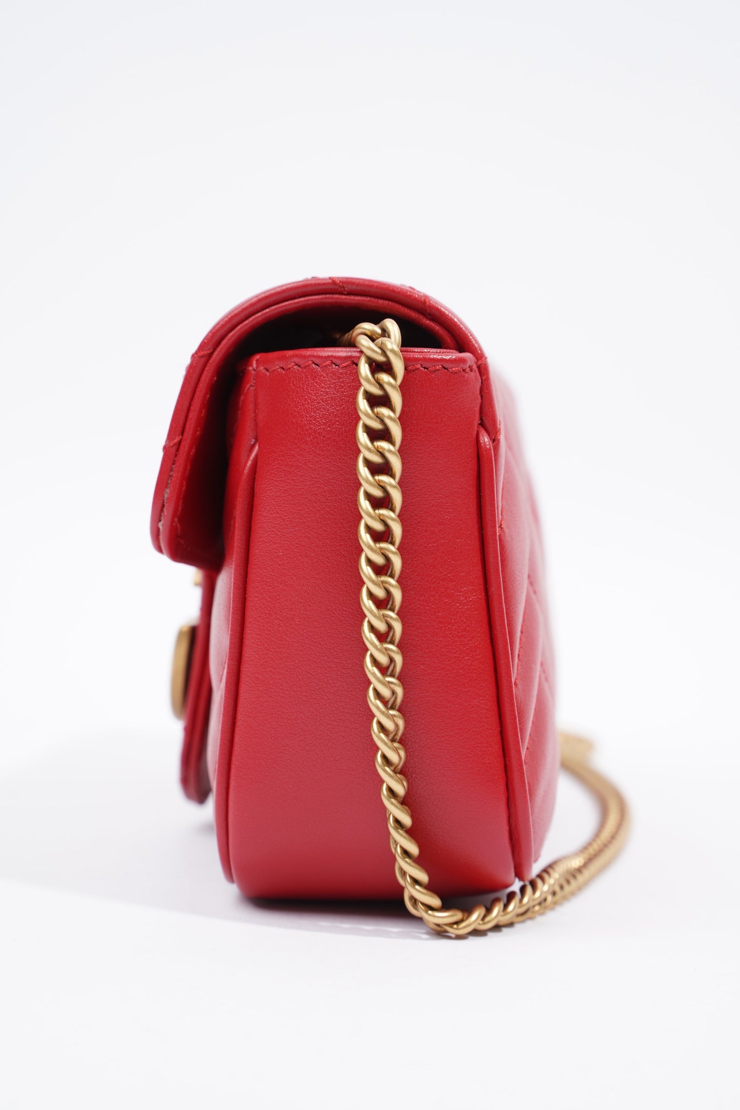 Gucci GG Marmont Red Matelasse Leather Super Mini