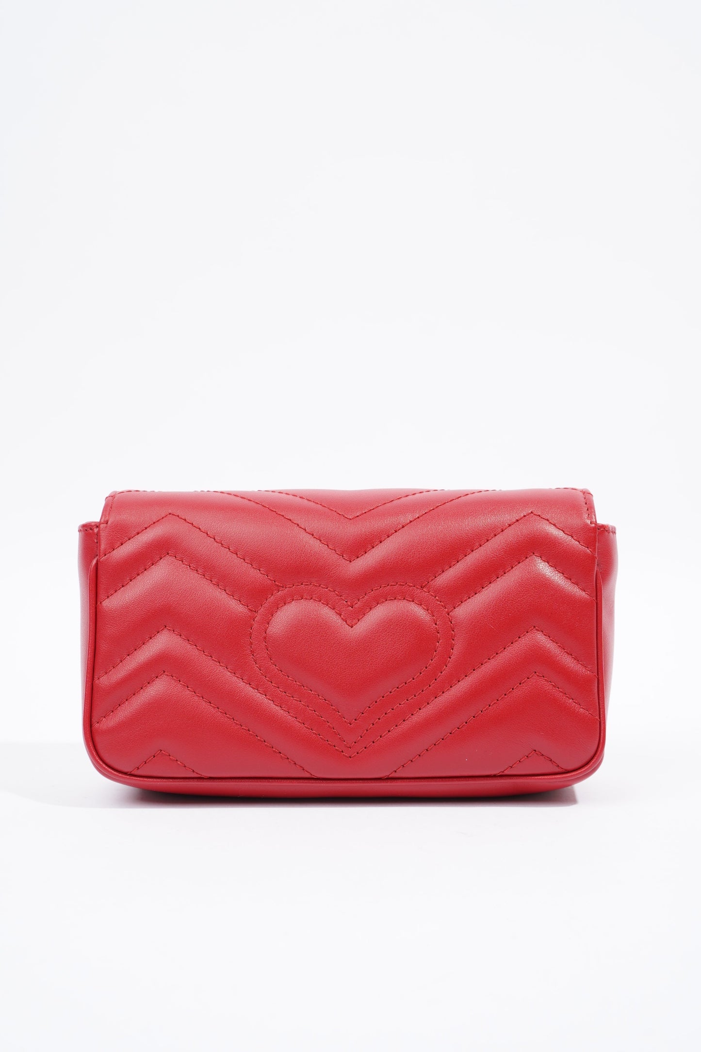 Gucci GG Marmont Red Matelasse Leather Super Mini