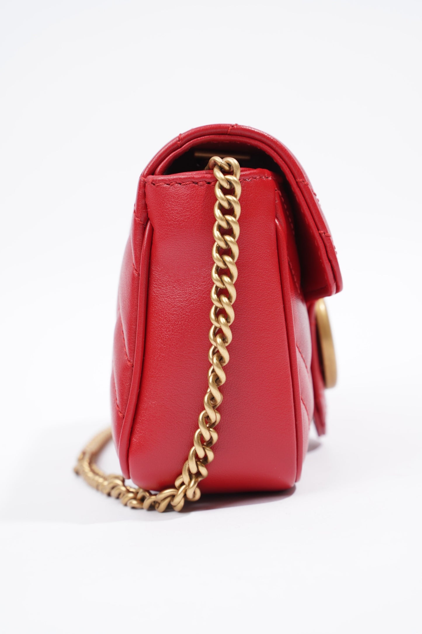 Gucci GG Marmont Red Matelasse Leather Super Mini