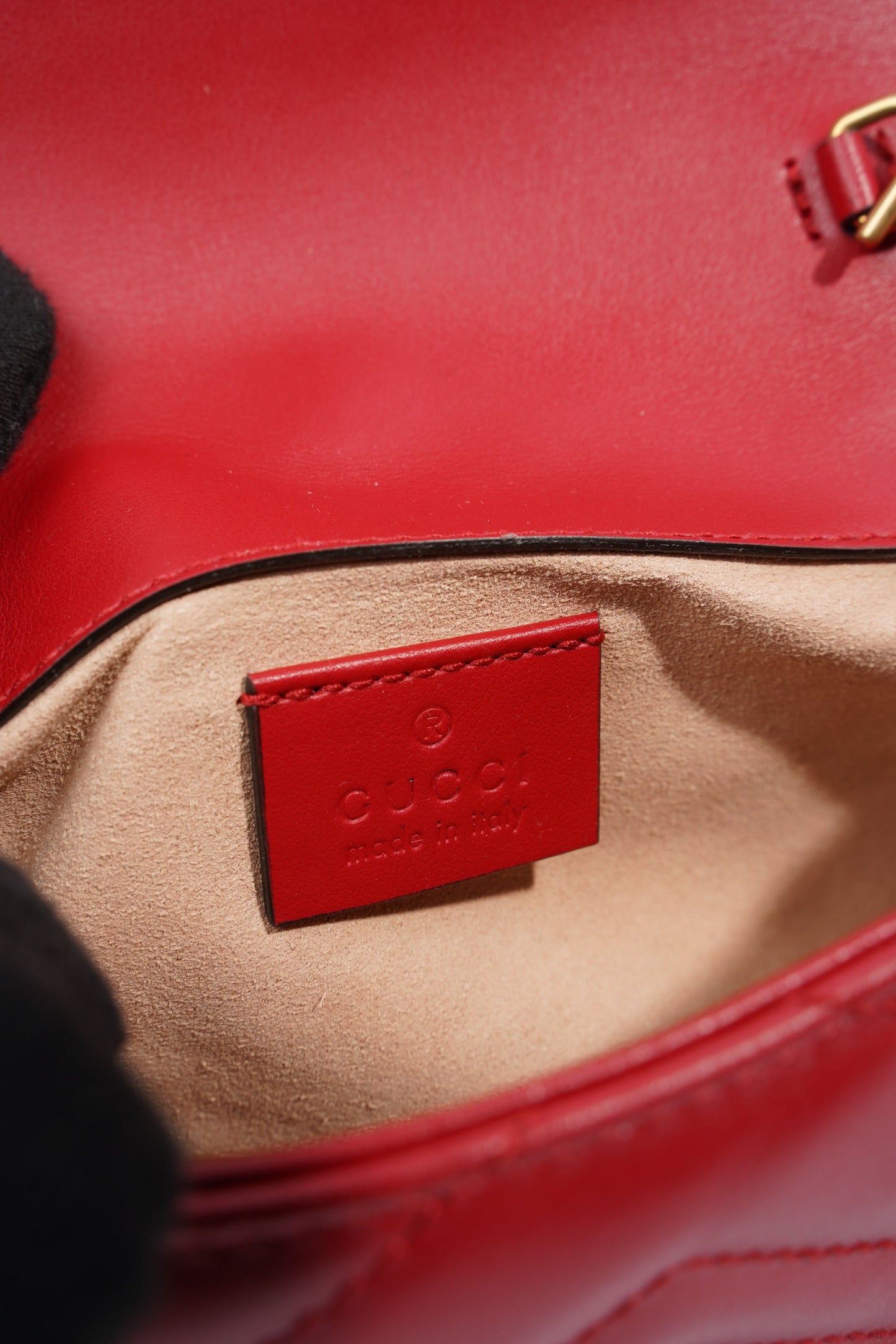 Gucci GG Marmont Red Matelasse Leather Super Mini