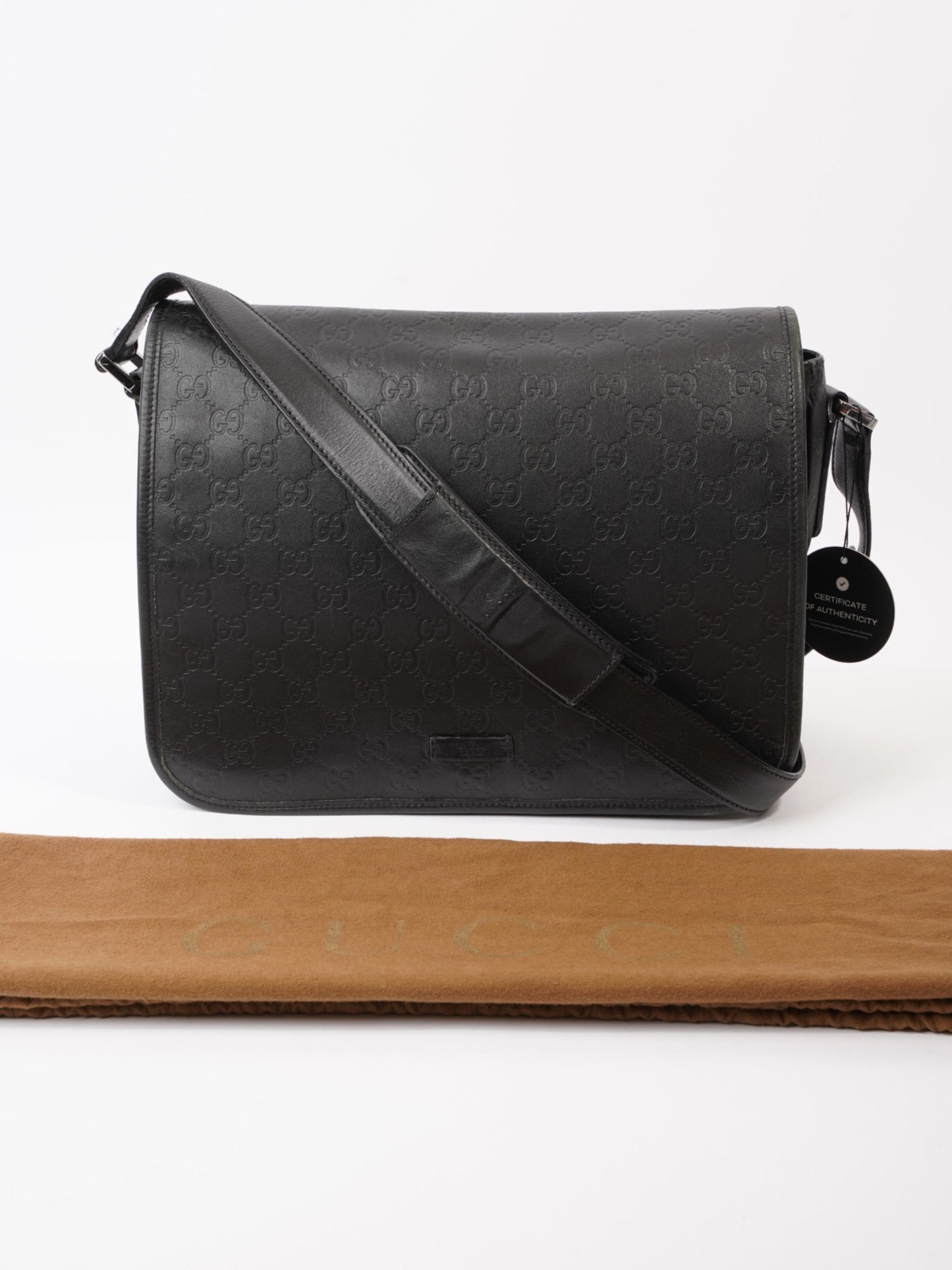 Gucci Flap Messenger Black Leather