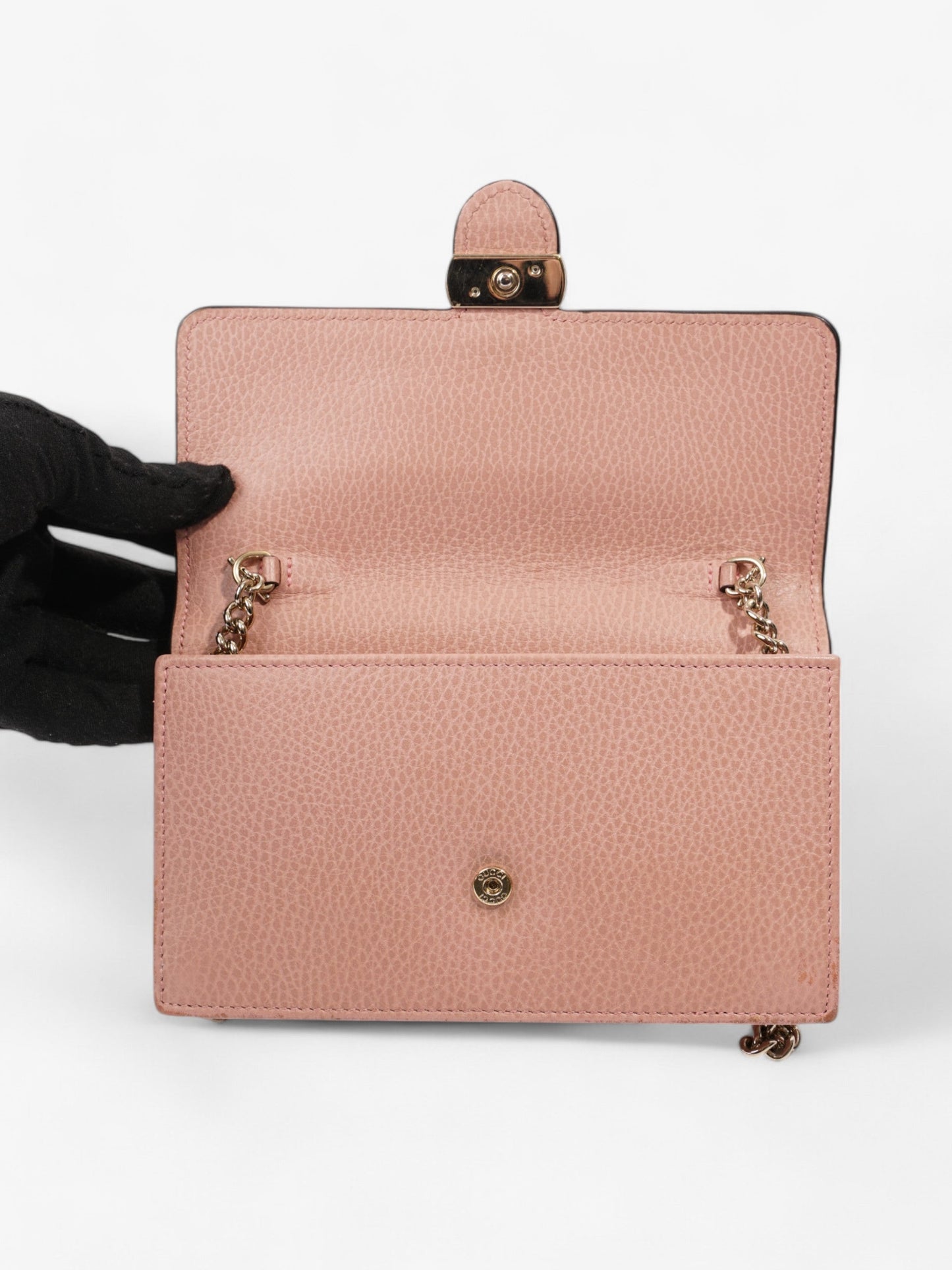 Gucci Interlocking G Chain Wallet Light Pink Leather