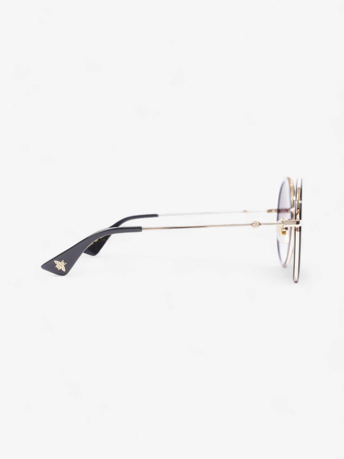 Gucci Round Sunglasses Black / Gold Base Metal 140mm