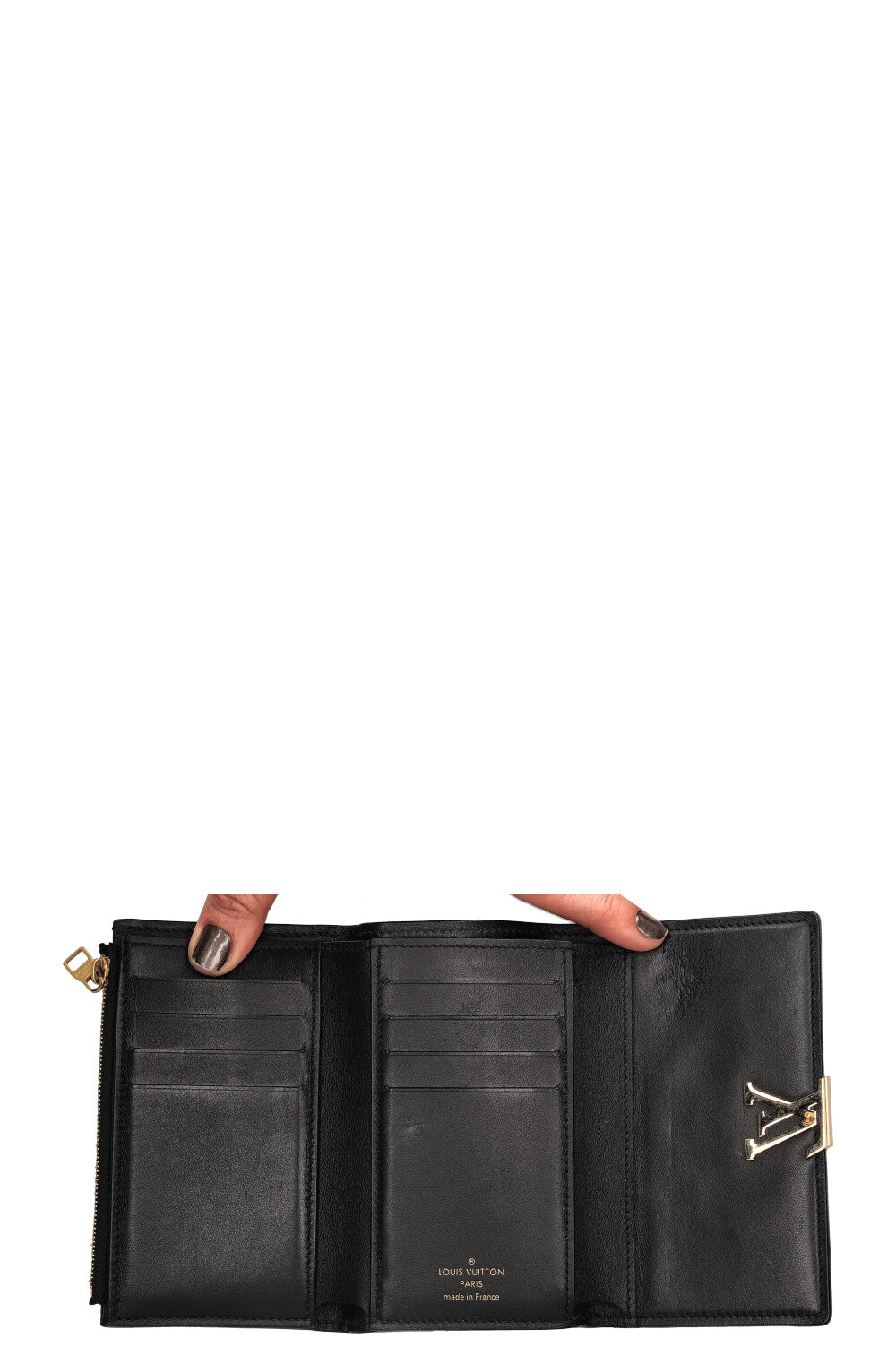 LOUIS VUITTON Capucines Compact Wallet Studs Black