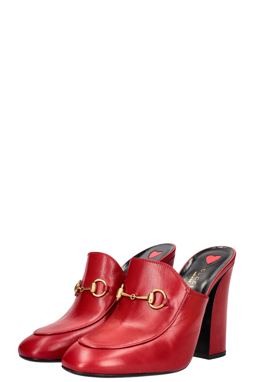GUCCI Julie Horsebit Blockheel Mules Hibiscus