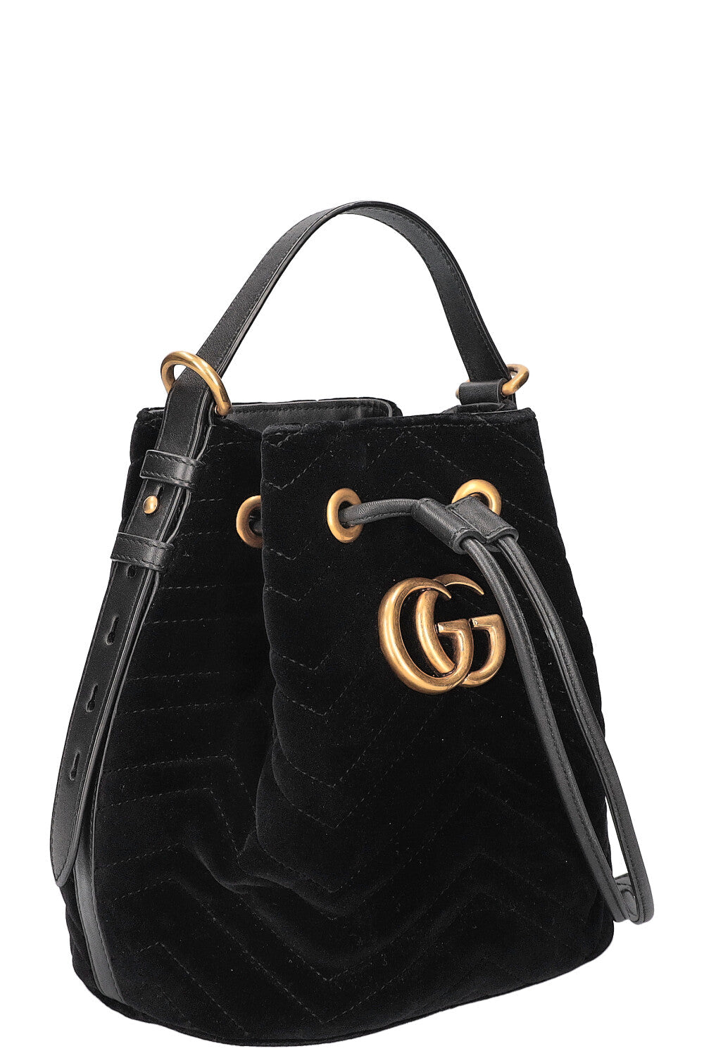 GUCCI Marmont Bucket Bag Velvet Black