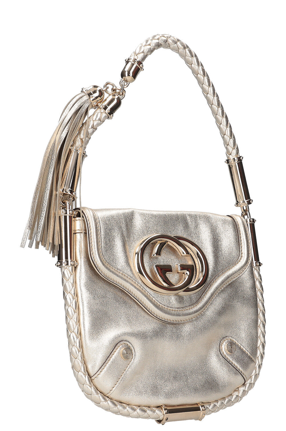 GUCCI Britt Tassel Flap Bag Gold