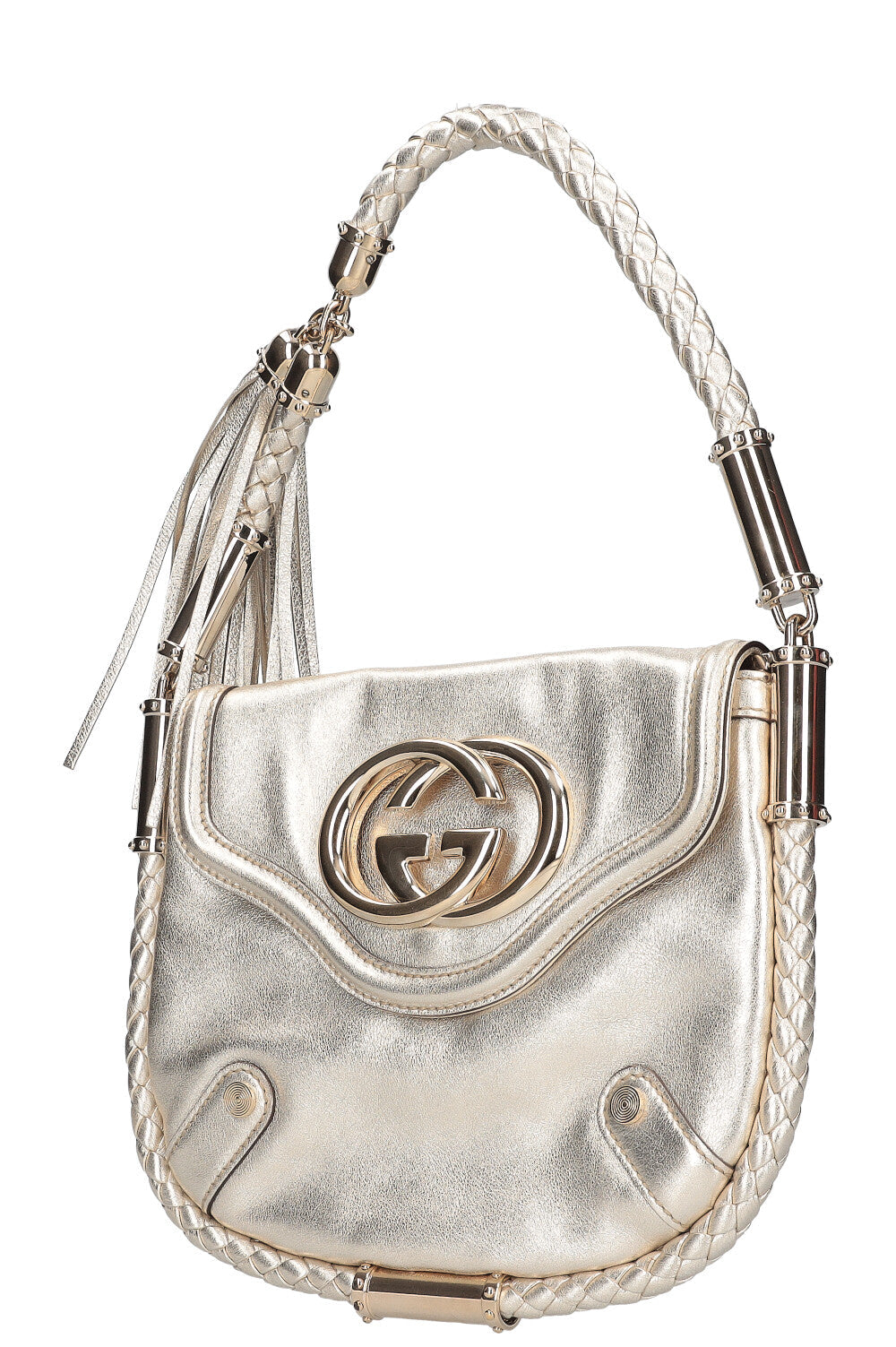 GUCCI Britt Tassel Flap Bag Gold