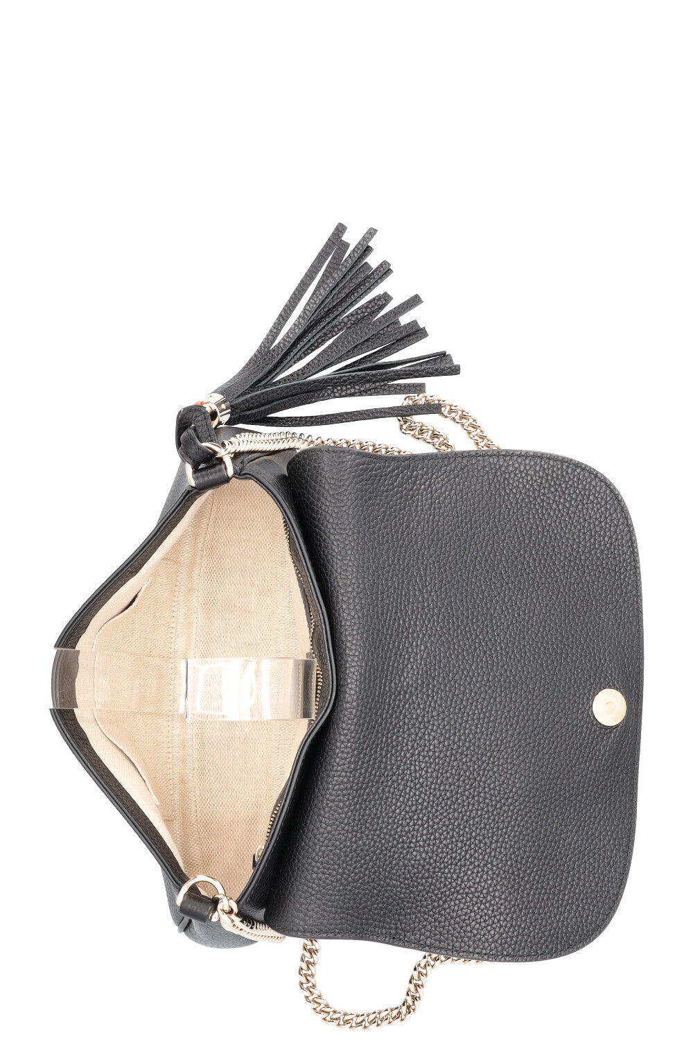 GUCCI Soho Flap Bag Leather Black