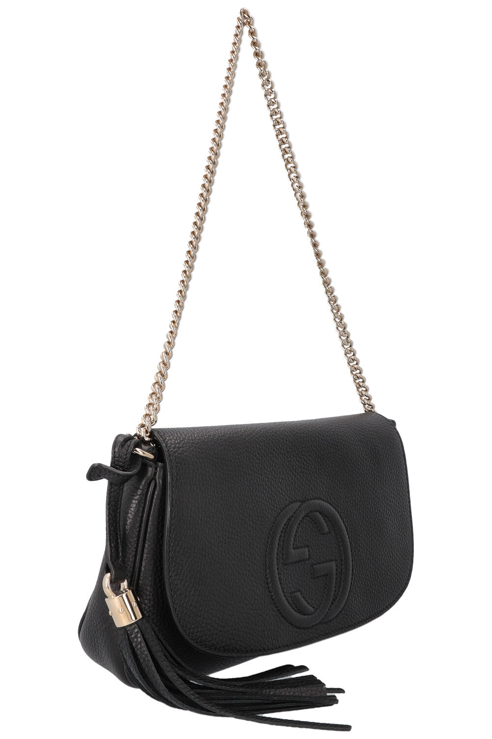 GUCCI Soho Flap Bag Leather Black
