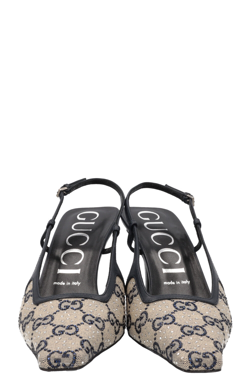GUCCI Crystal GG Supreme Slingback Heels