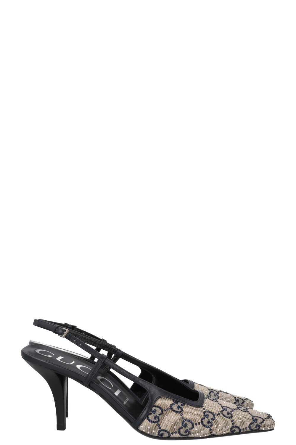 GUCCI Crystal GG Supreme Slingback Heels