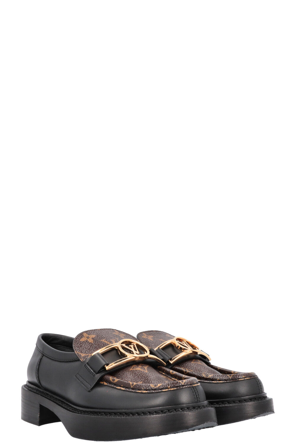 LOUIS VUITTON Academy Flats Leather MNG Black