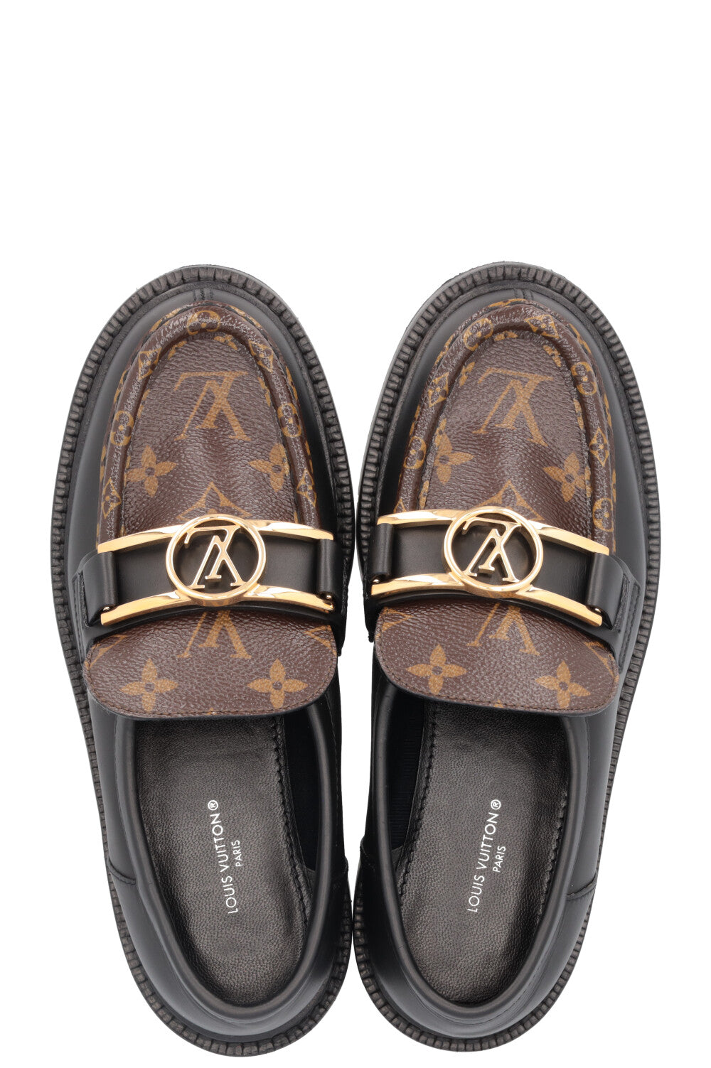 LOUIS VUITTON Academy Flats Leather MNG Black