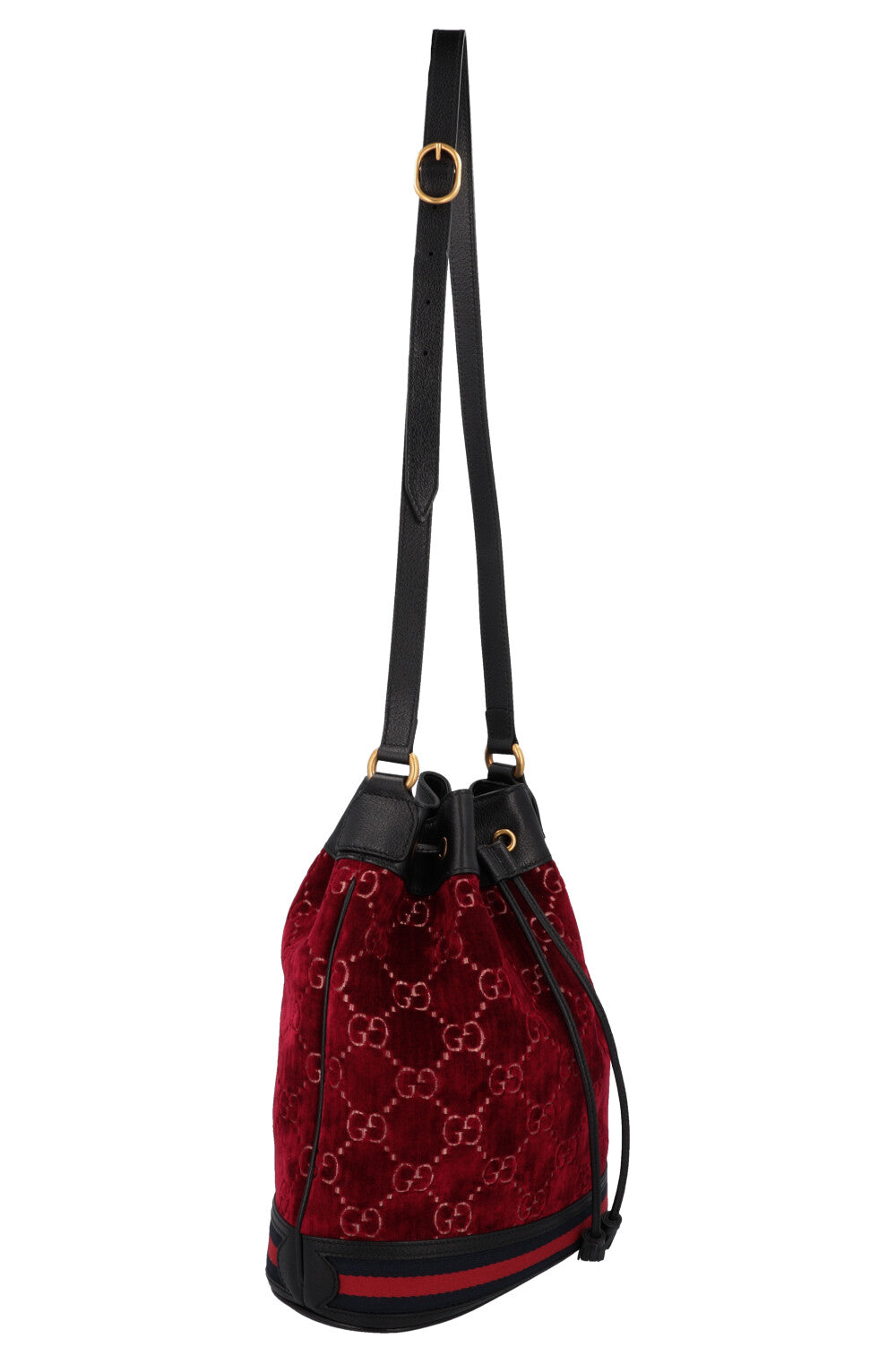 GUCCI Supreme GG Bucket Bag Velvet Red