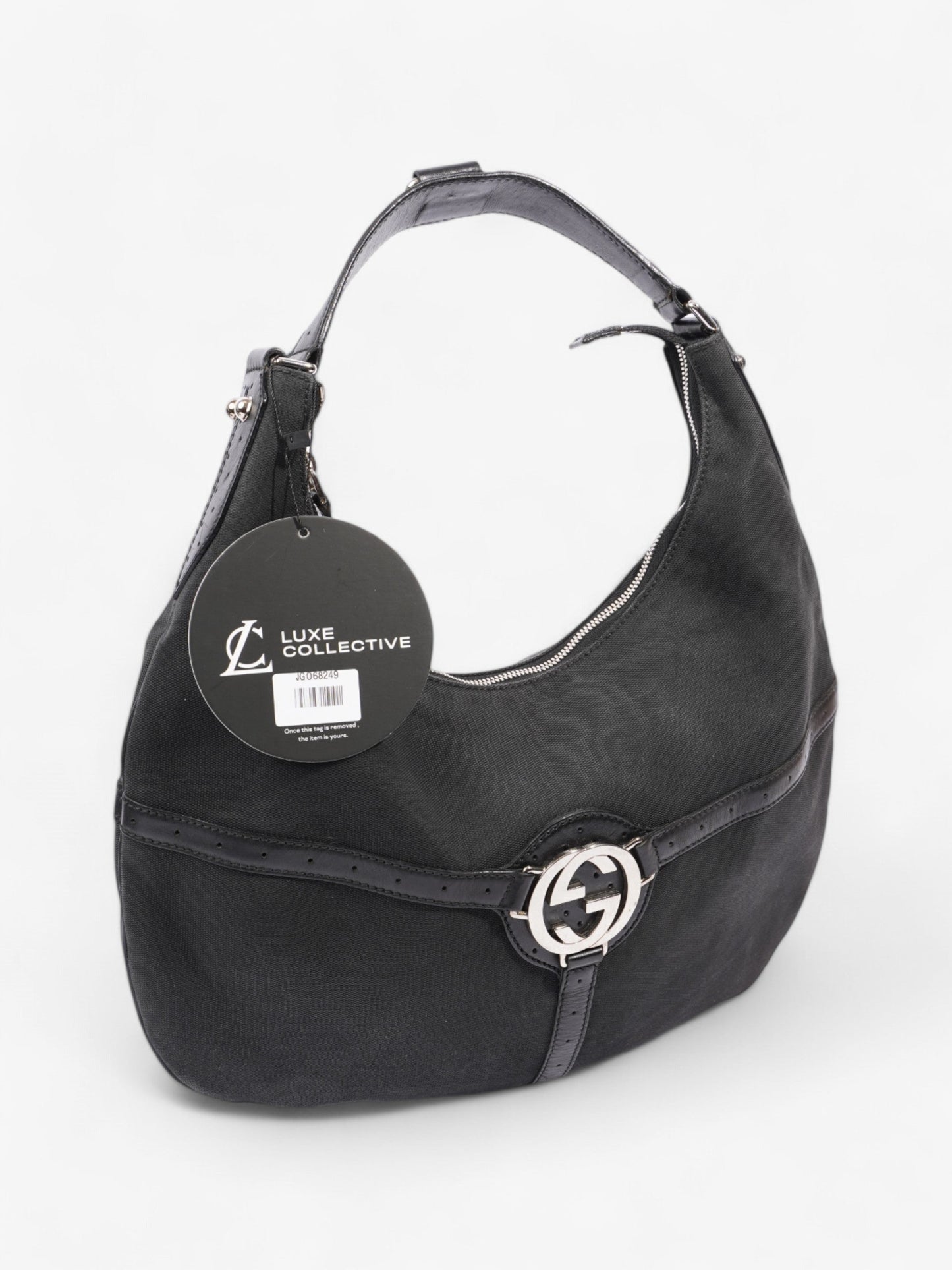 Gucci Reins Hobo Black Canvas