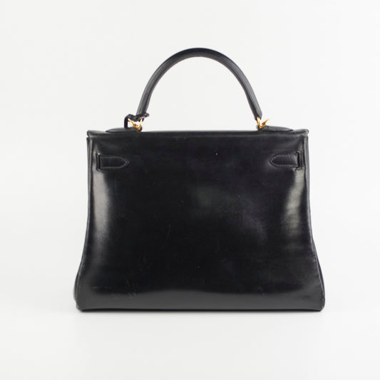 Hermes Vintage Kelly 32 Noir Box Leather
