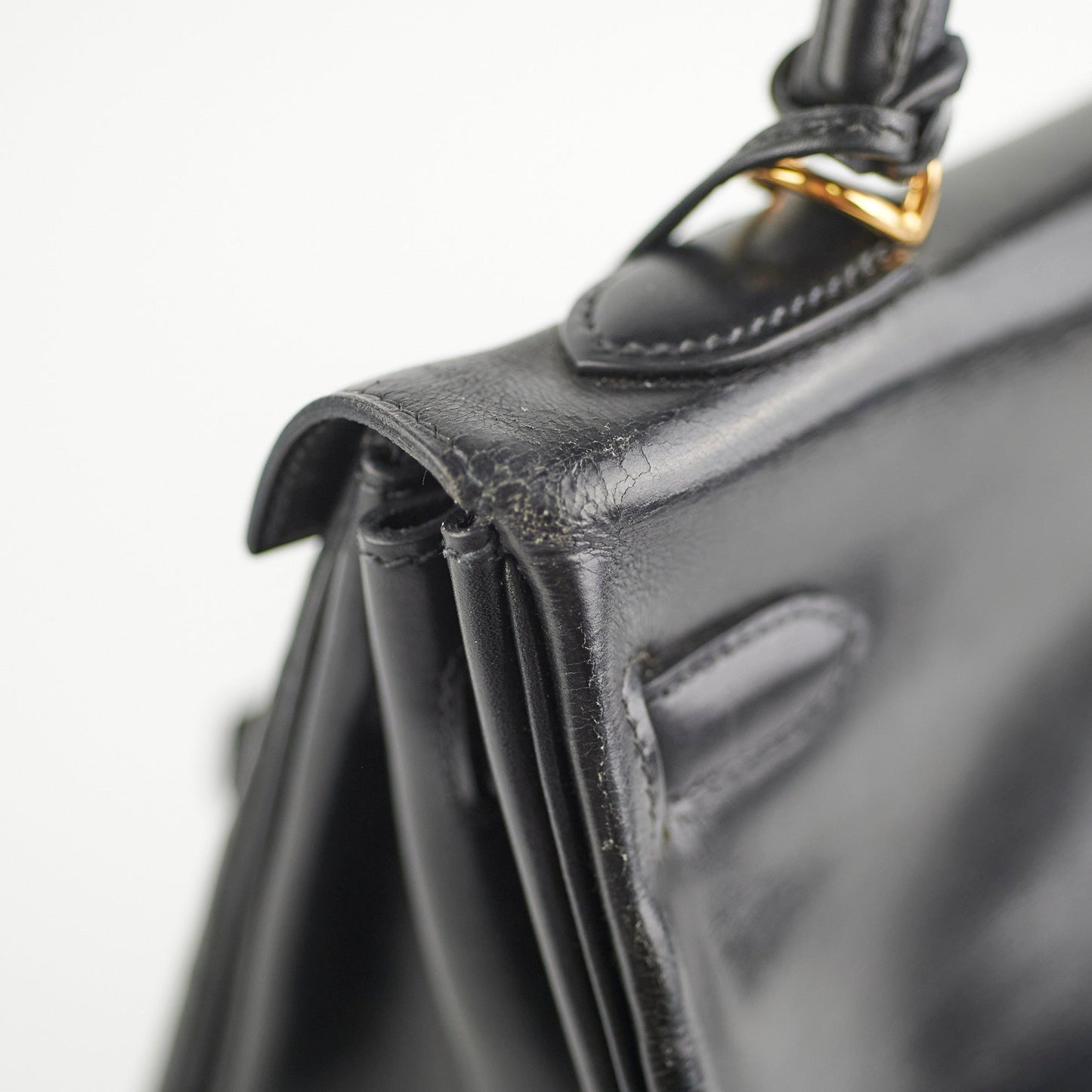 Hermes Vintage Kelly 32 Noir Box Leather