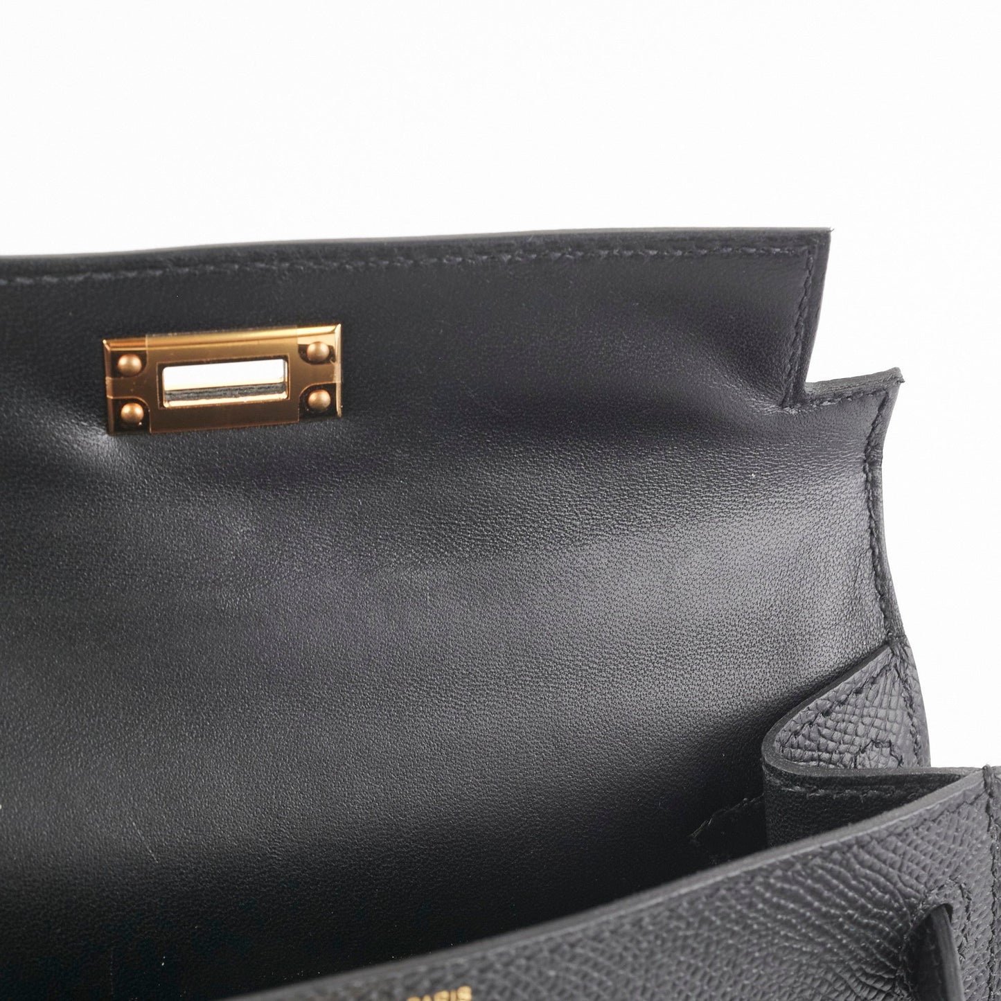 Hermes Mini Kelly Epsom Black B Stamp 2023