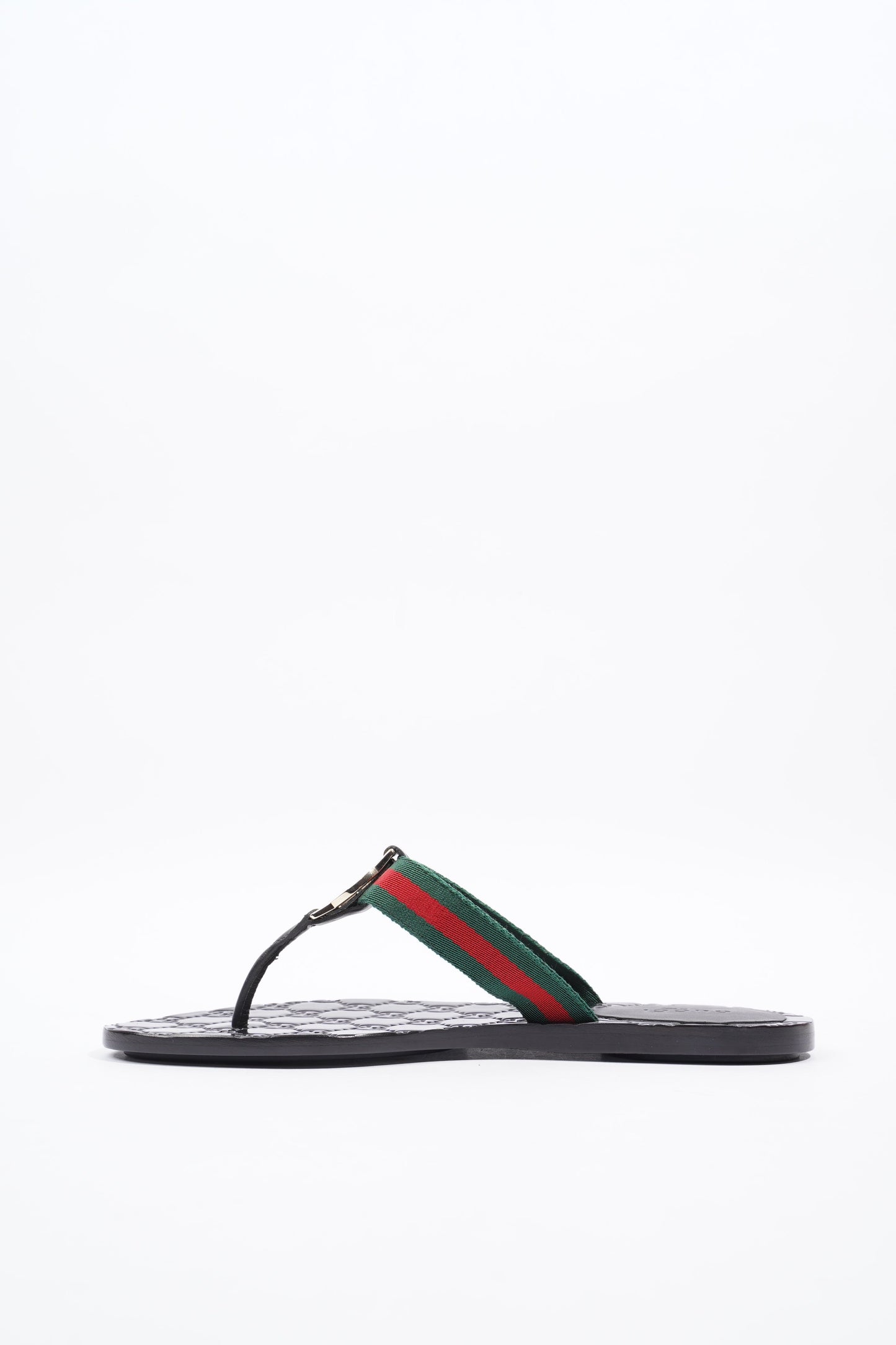 Gucci Interlocking G Thong Black / Red / Green Fabric EU 37 UK 4