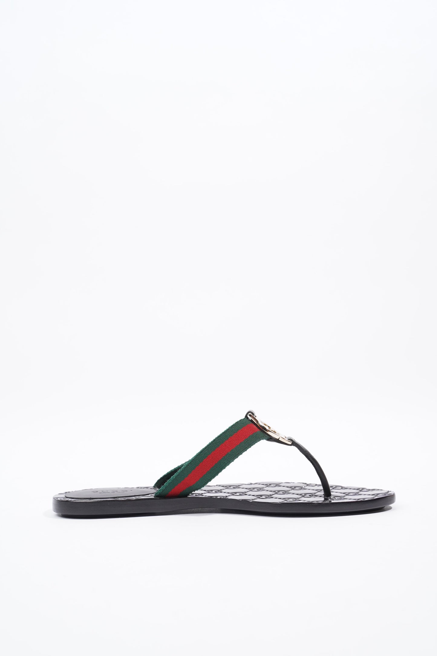 Gucci Interlocking G Thong Black / Red / Green Fabric EU 37 UK 4