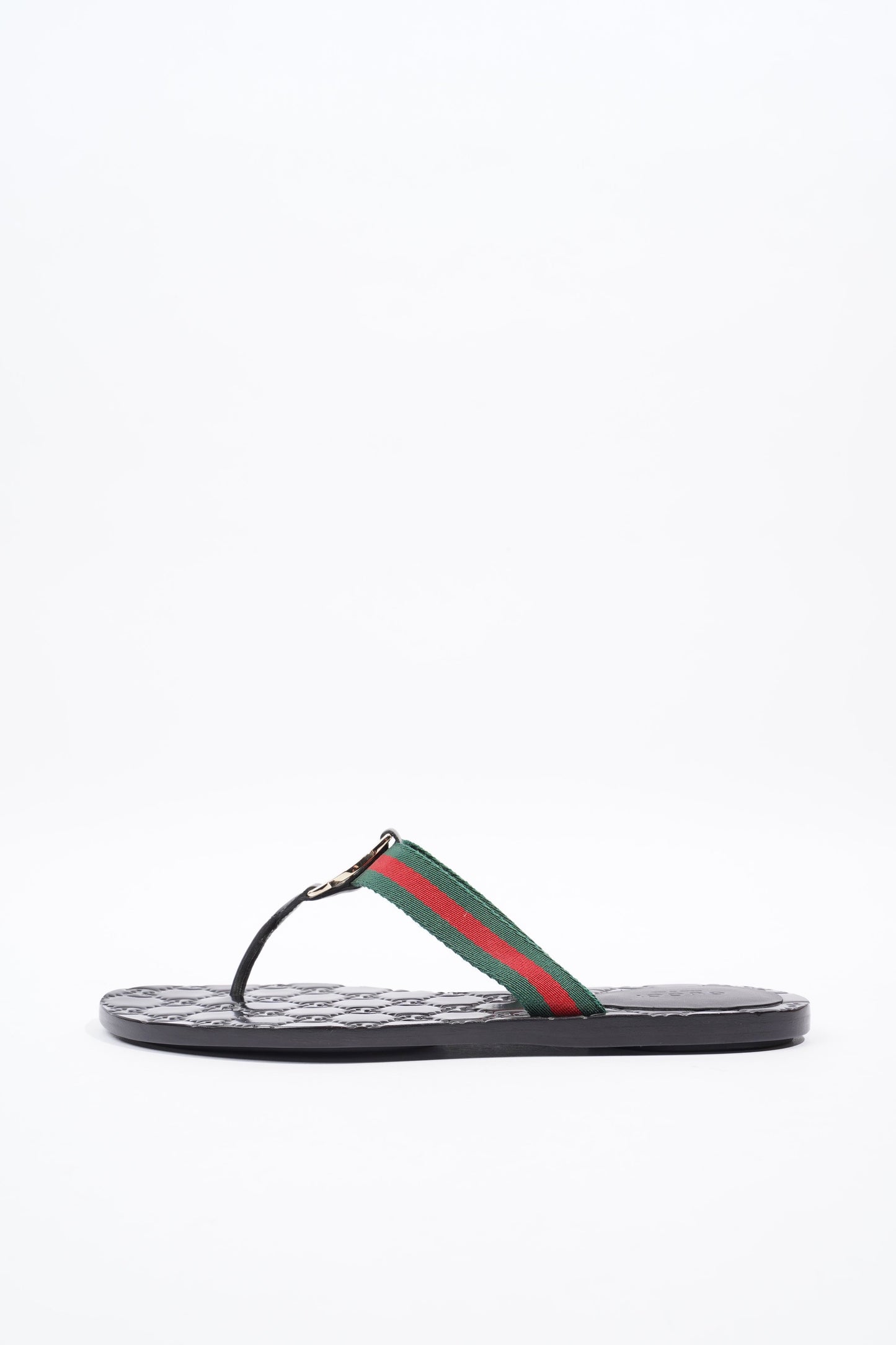 Gucci Interlocking G Thong Black / Red / Green Fabric EU 37 UK 4