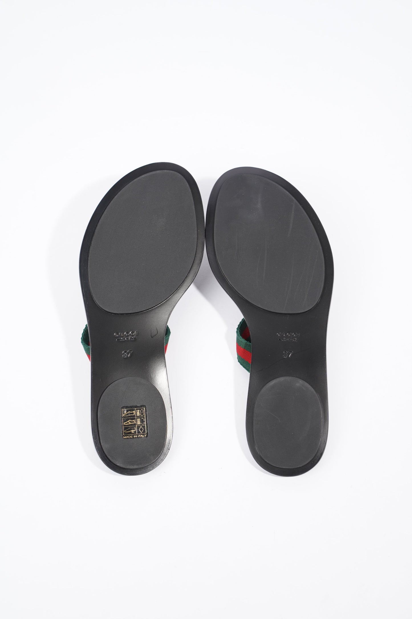 Gucci Interlocking G Thong Black / Red / Green Fabric EU 37 UK 4