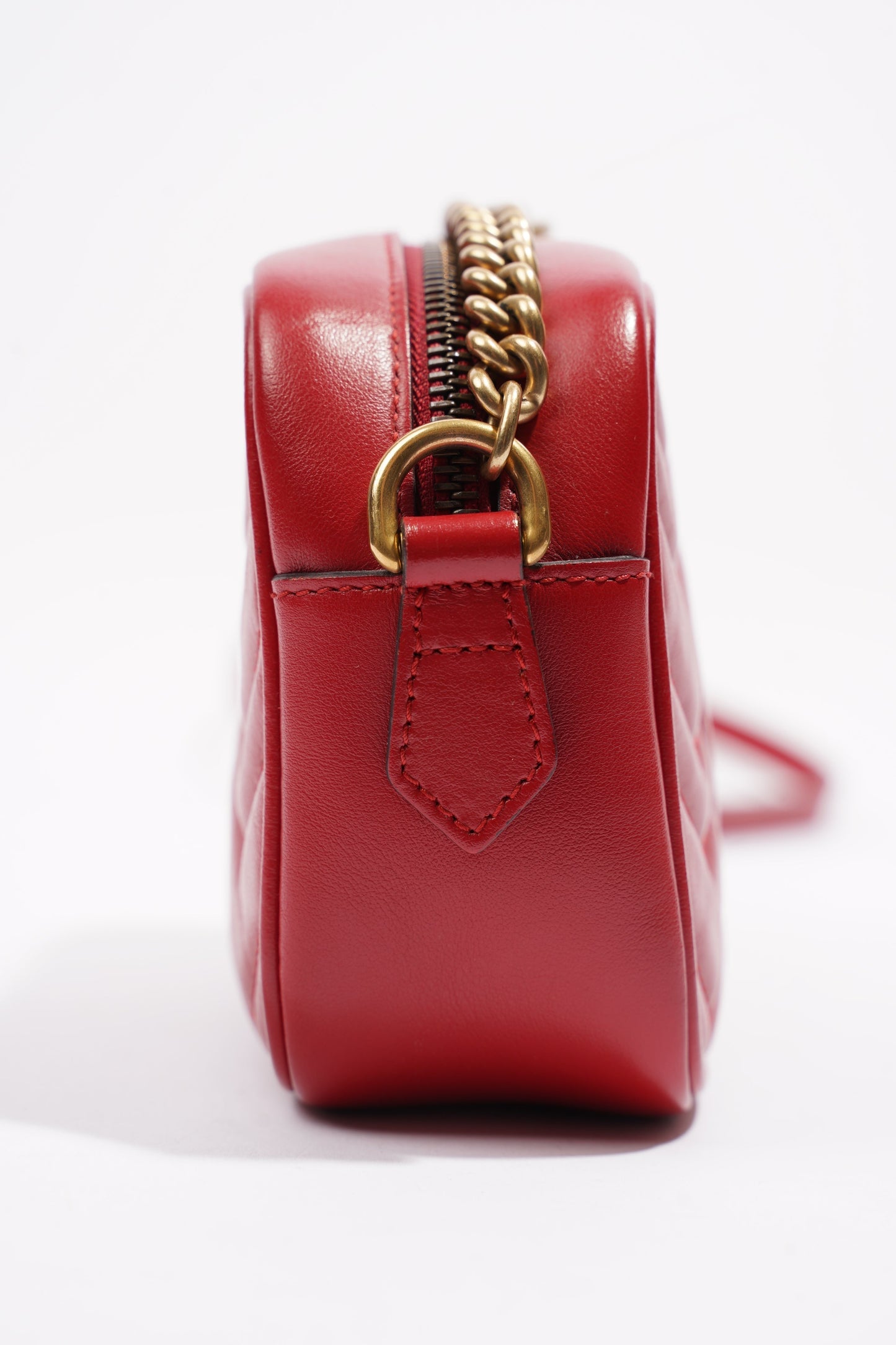 Gucci Marmont Zip Bag Red / Gold Matelasse Leather Mini