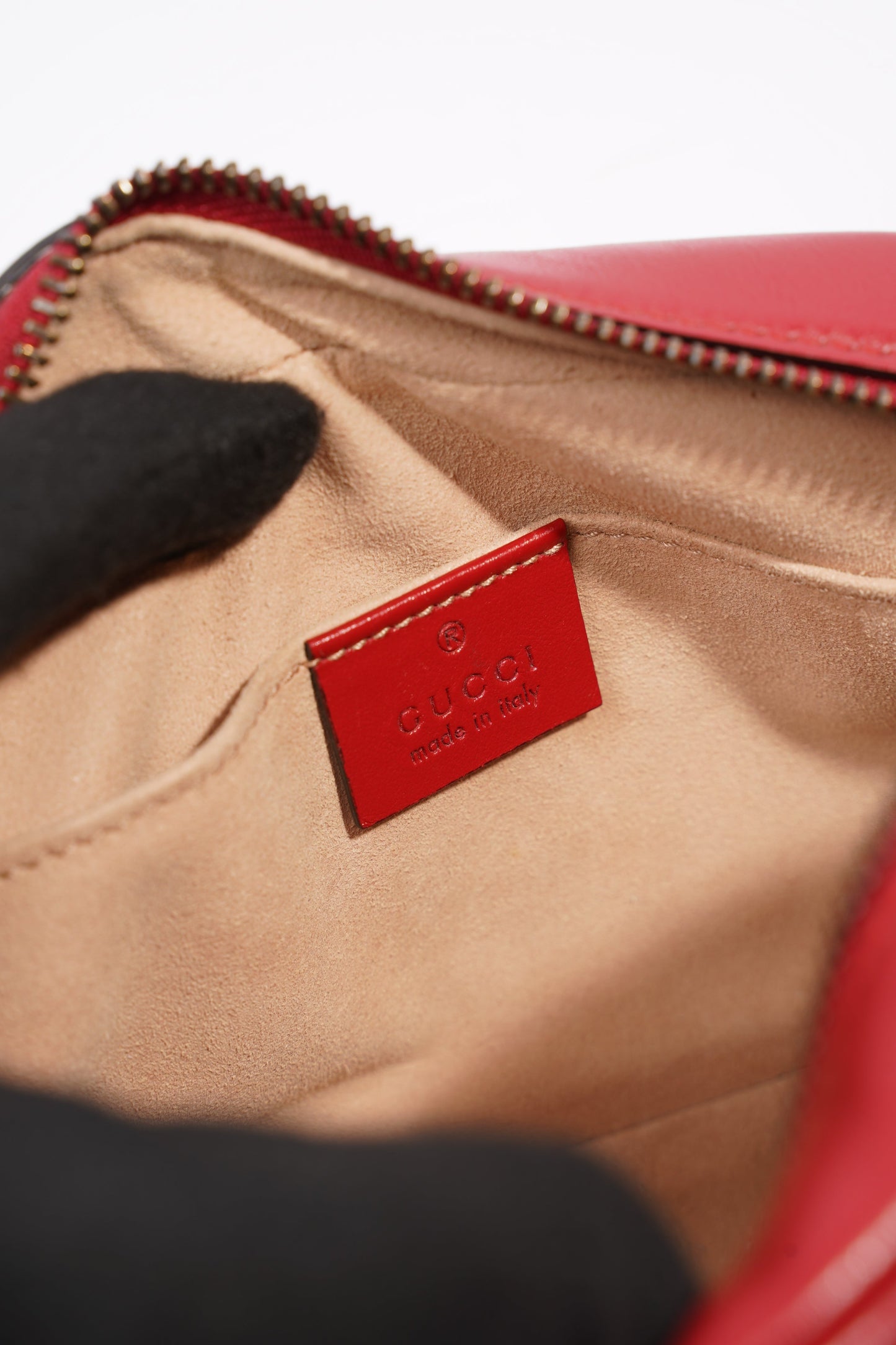 Gucci Marmont Zip Bag Red / Gold Matelasse Leather Mini