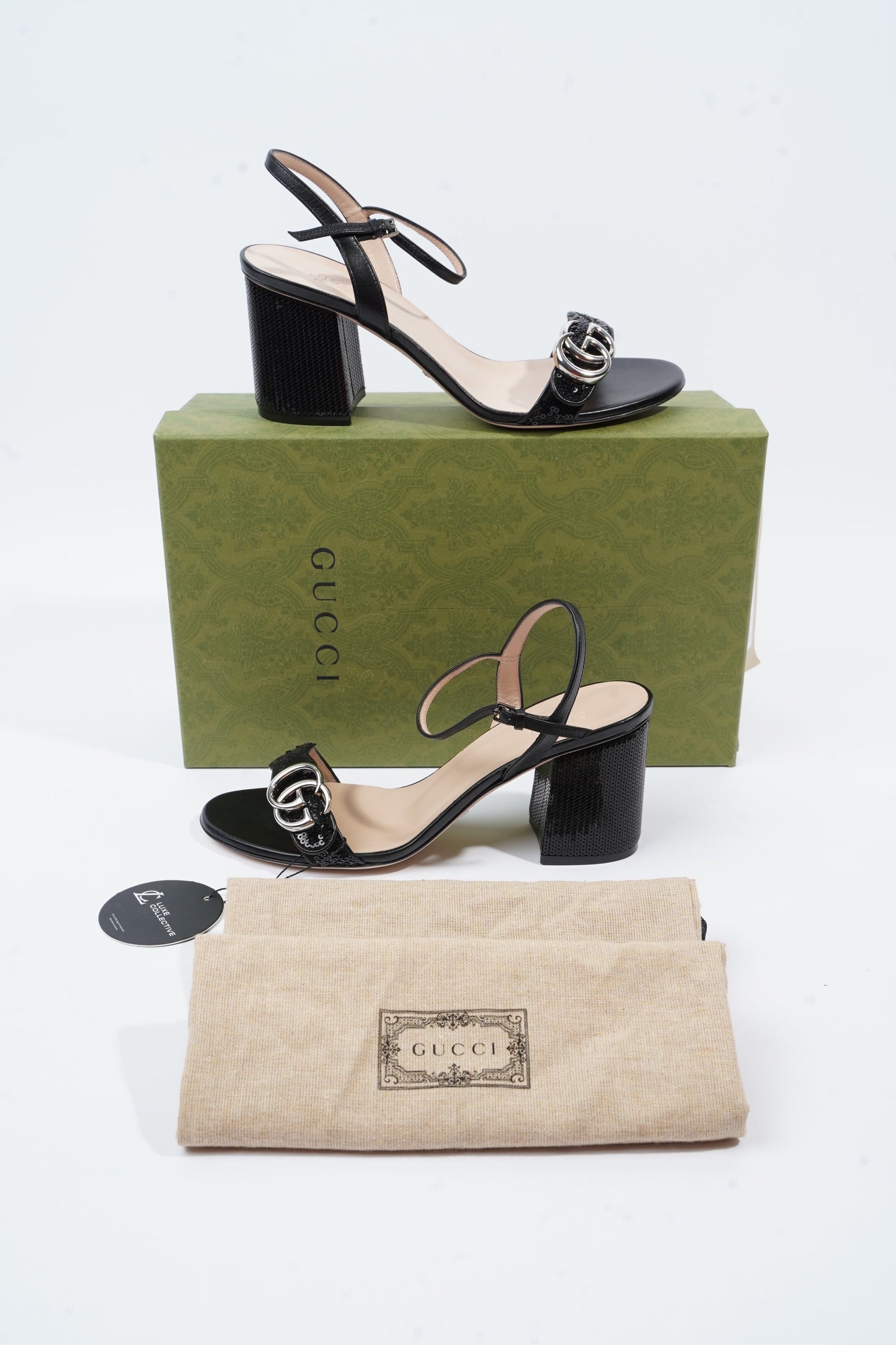 Gucci Marmont Mid Heel Black Sequin EU 38.5 UK 5.5