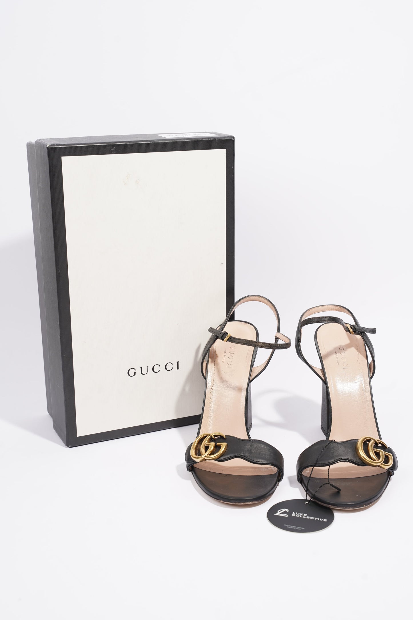 Gucci GG Marmont Sandals Black Leather EU 39 UK 6