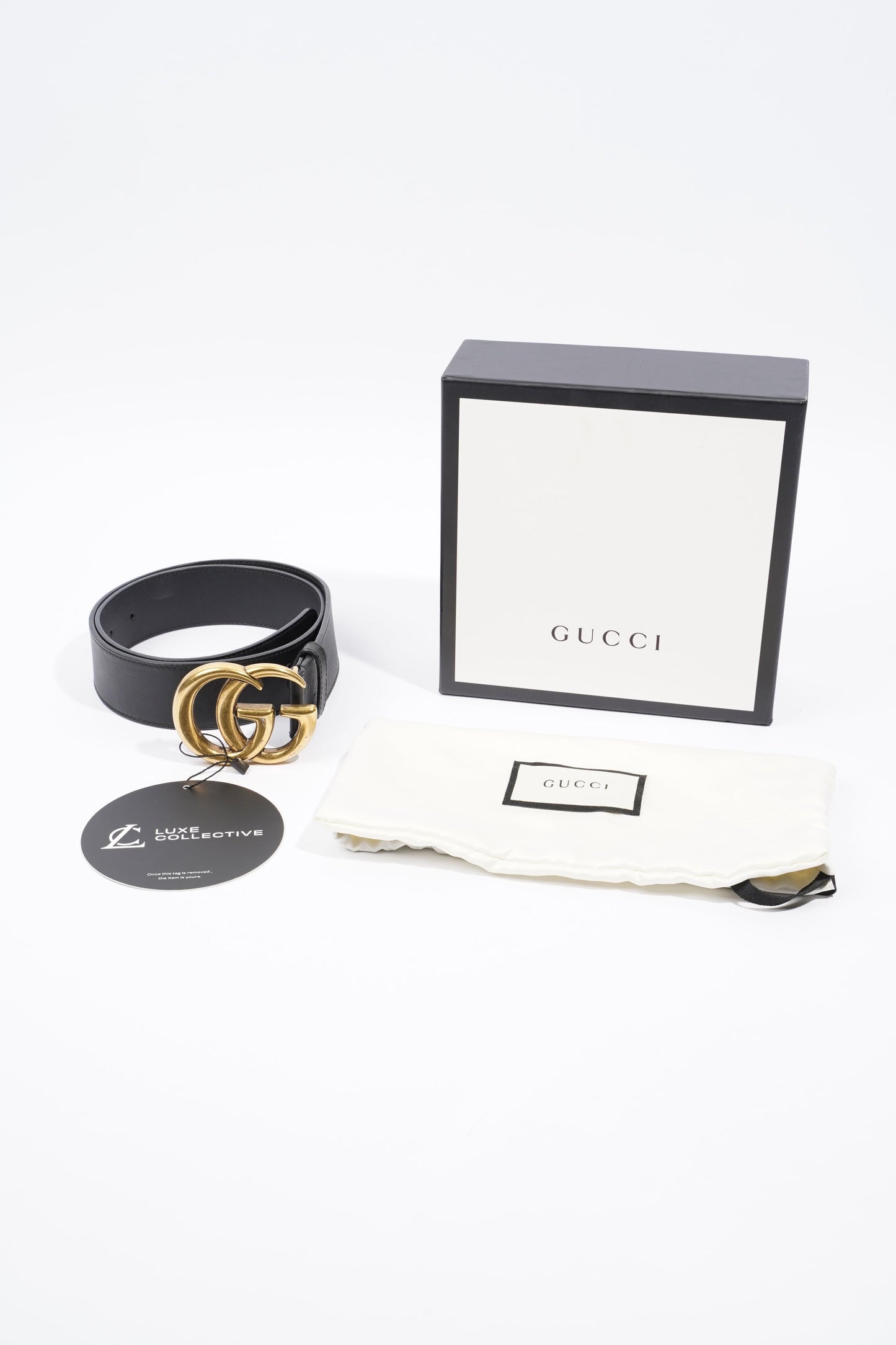 Gucci Marmont Belt Black / Gold Leather 80cm 32"