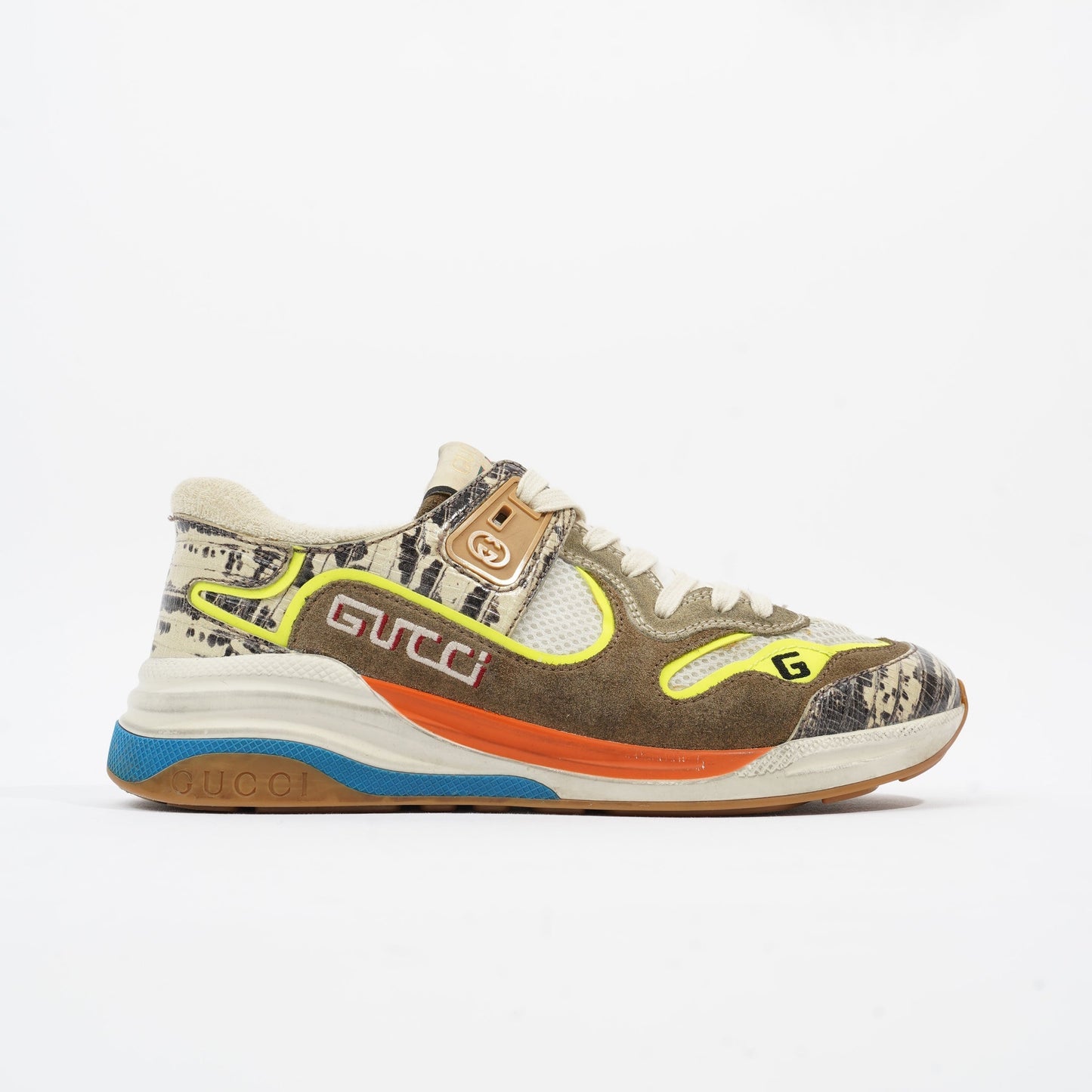 Gucci Ultrapace Sneaker Beige / Brown / Yellow Mesh EU 37 UK 4