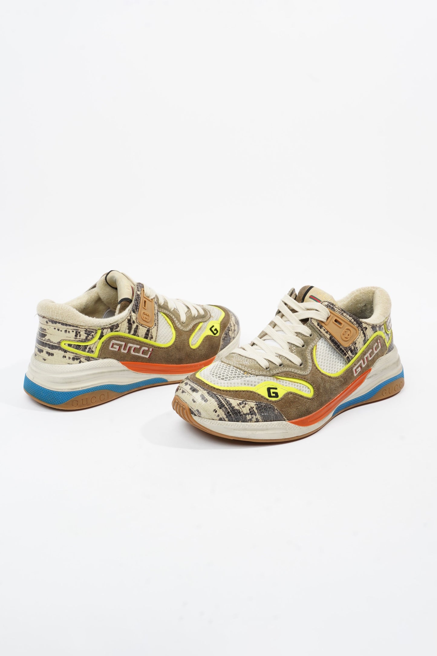 Gucci Ultrapace Sneaker Beige / Brown / Yellow Mesh EU 37 UK 4