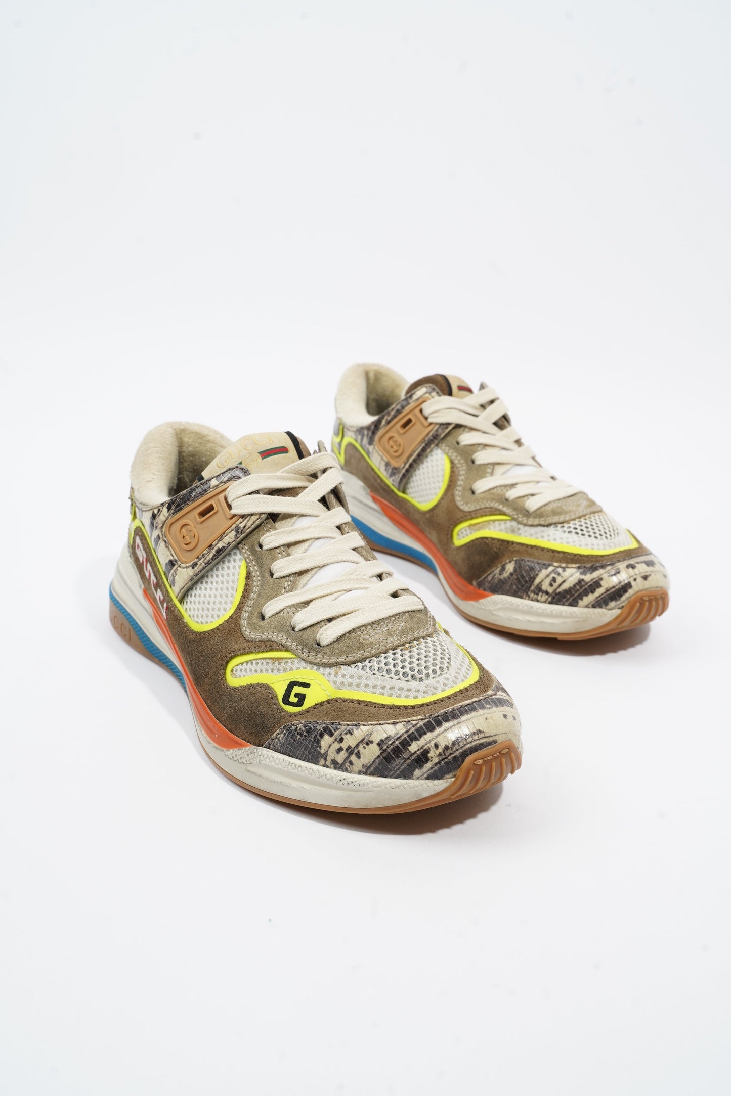 Gucci Ultrapace Sneaker Beige / Brown / Yellow Mesh EU 37 UK 4