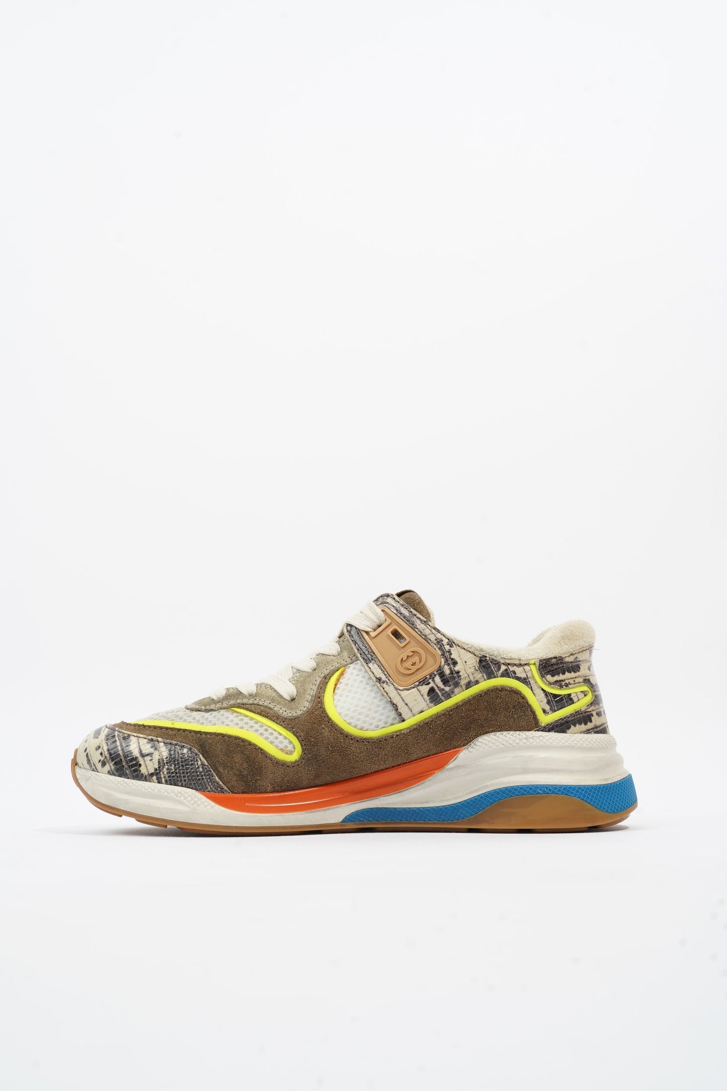 Gucci Ultrapace Sneaker Beige / Brown / Yellow Mesh EU 37 UK 4