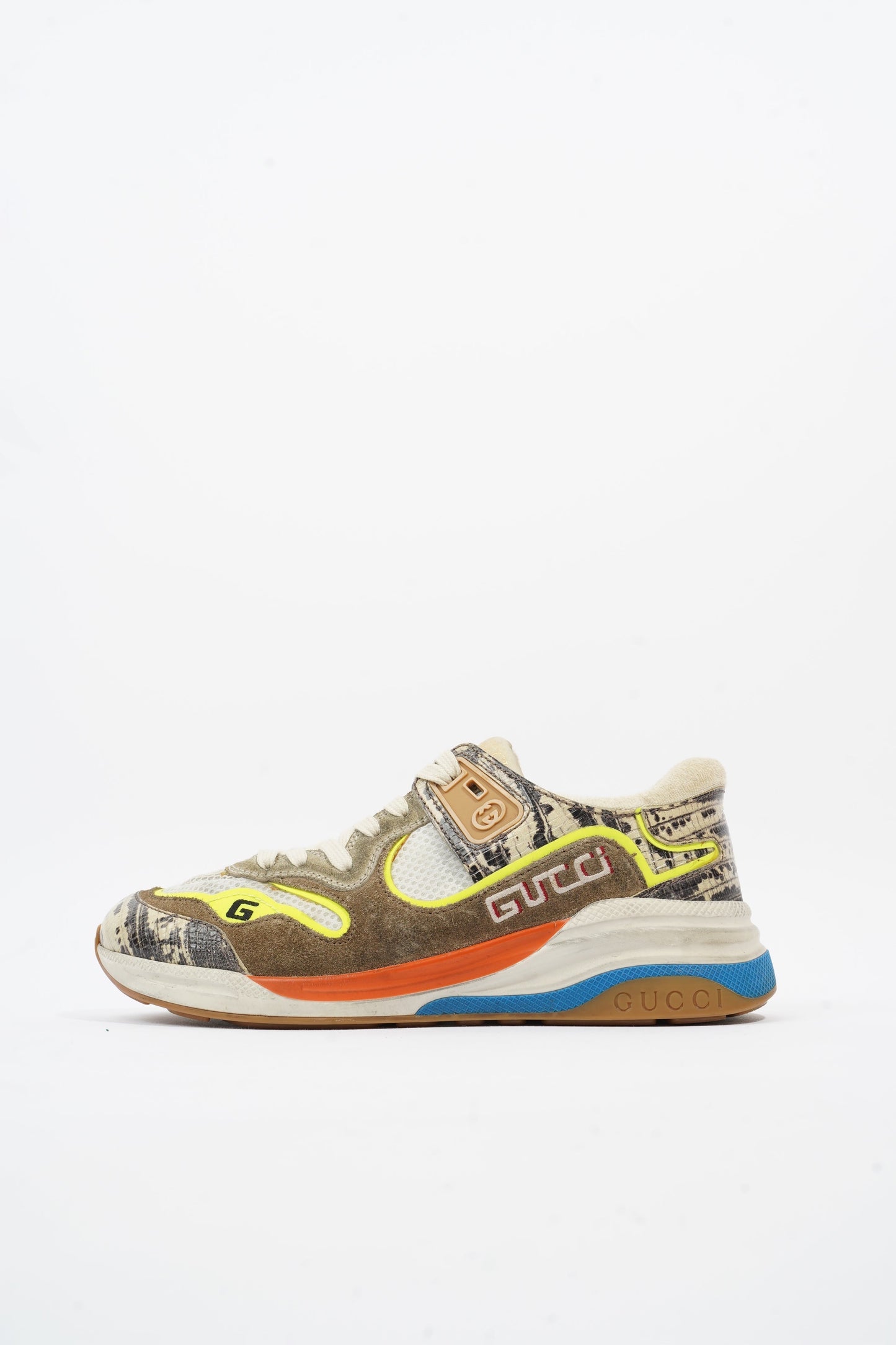 Gucci Ultrapace Sneaker Beige / Brown / Yellow Mesh EU 37 UK 4