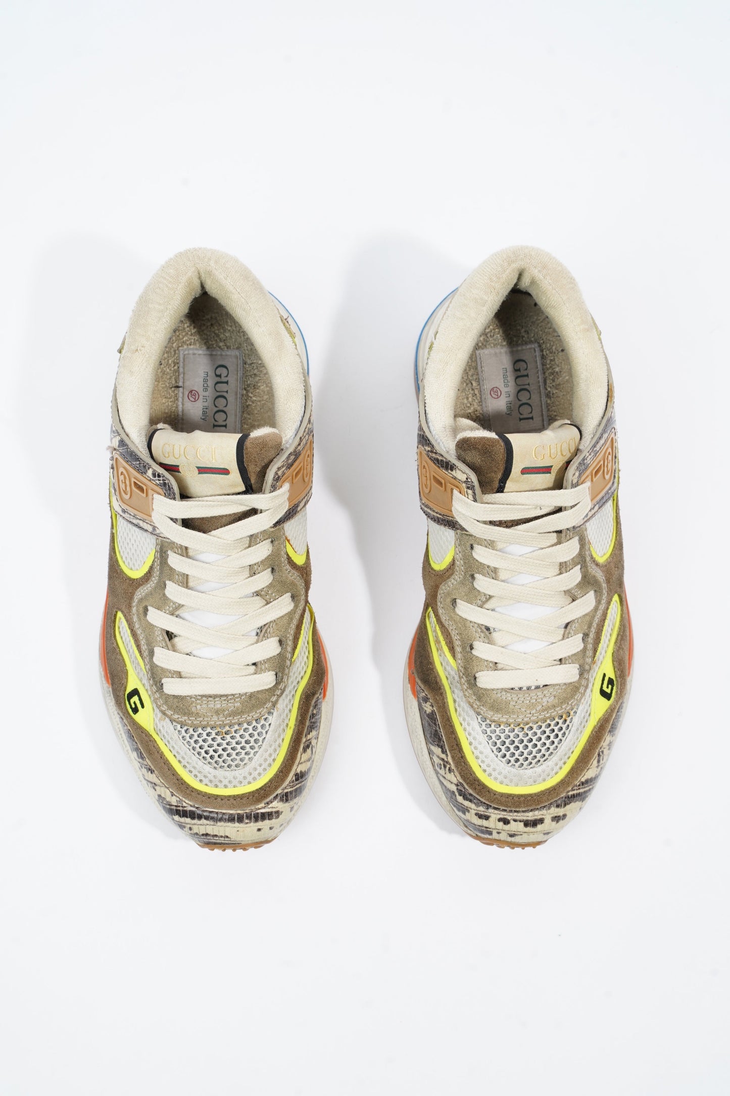 Gucci Ultrapace Sneaker Beige / Brown / Yellow Mesh EU 37 UK 4