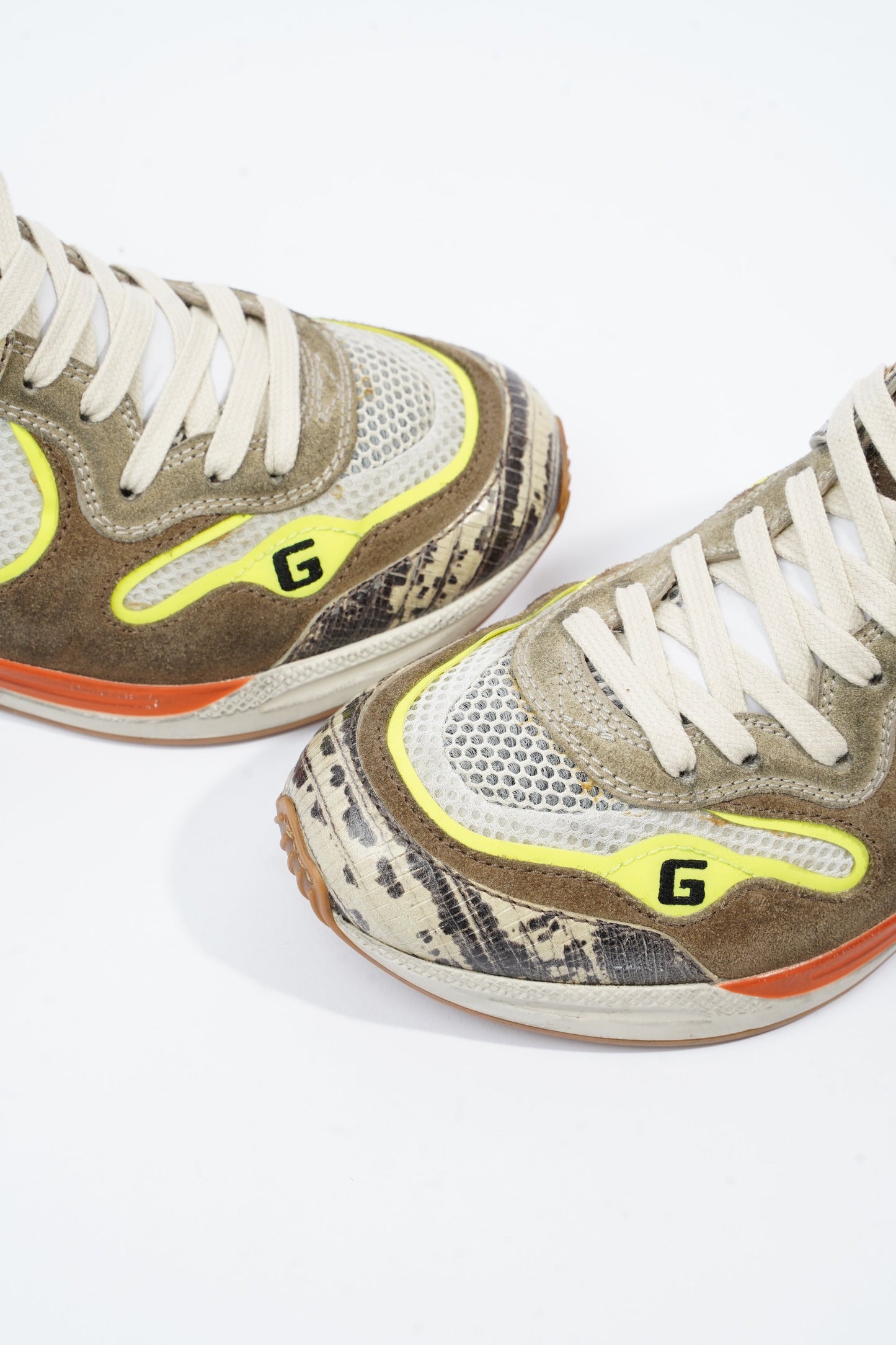 Gucci Ultrapace Sneaker Beige / Brown / Yellow Mesh EU 37 UK 4