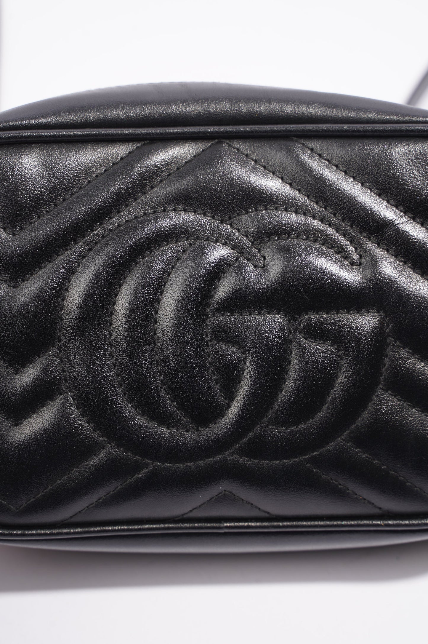 Gucci Marmont Zip Black Matelasse Leather Mini