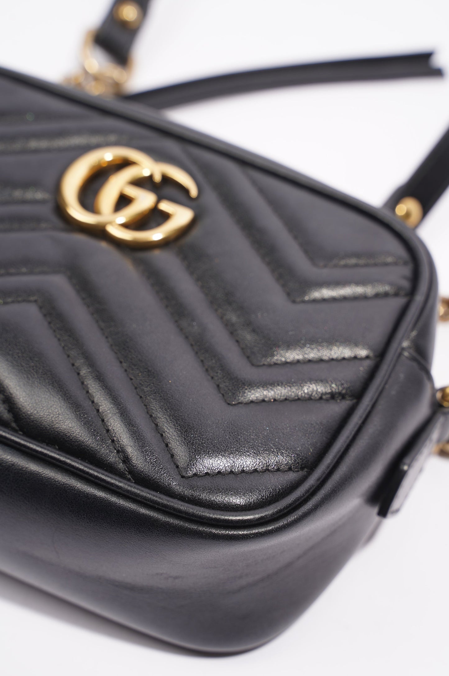 Gucci Marmont Zip Black Matelasse Leather Mini