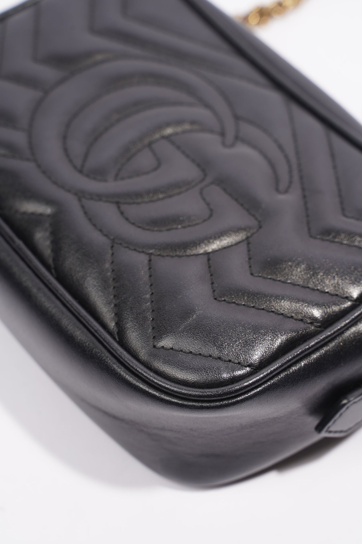 Gucci Marmont Zip Black Matelasse Leather Mini