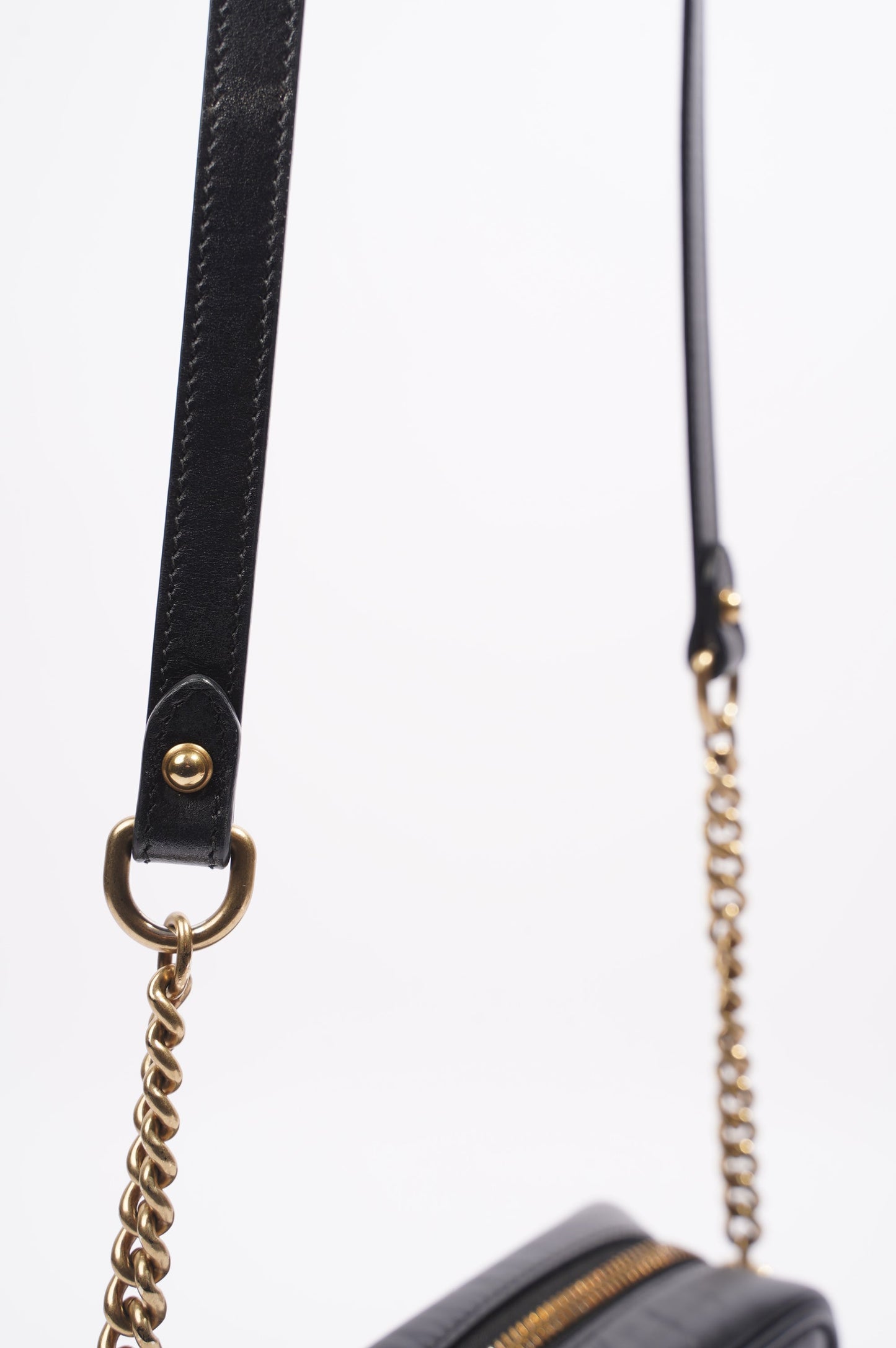 Gucci Marmont Zip Black Matelasse Leather Mini