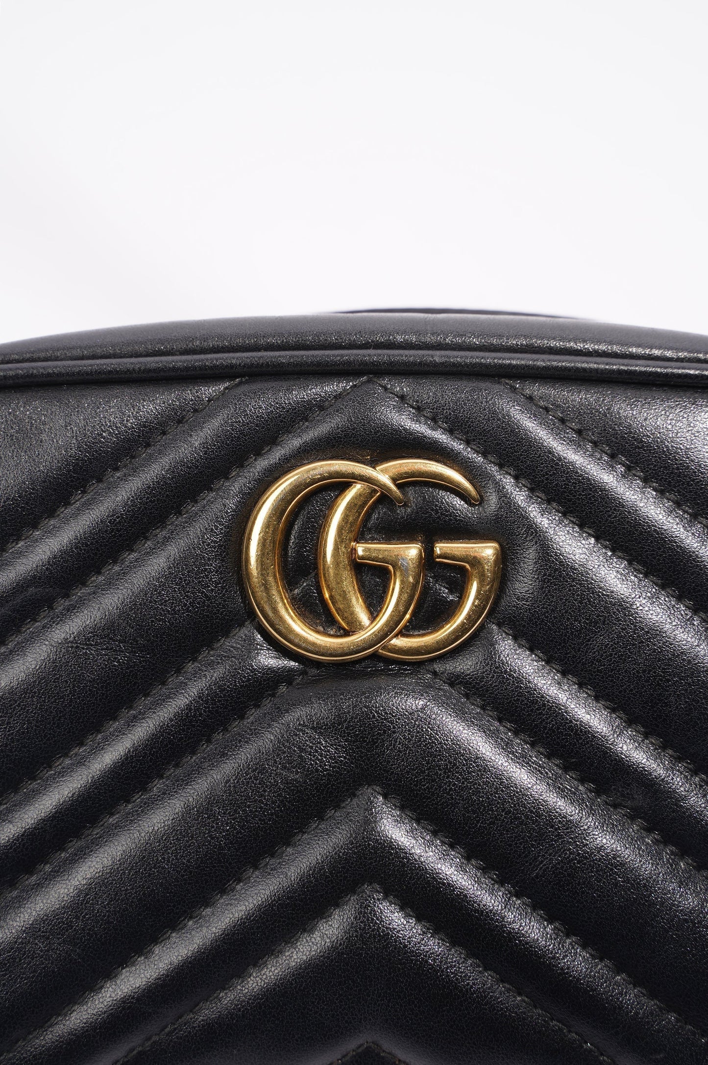Gucci Marmont Zip Black Matelasse Leather Mini