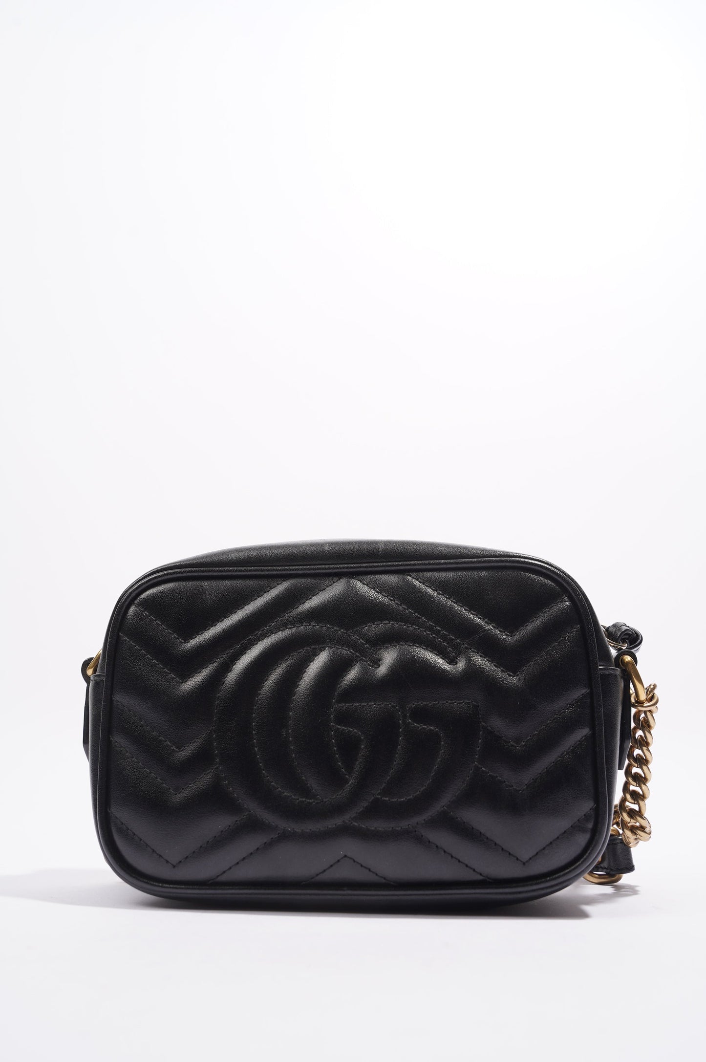 Gucci Marmont Zip Black Matelasse Leather Mini
