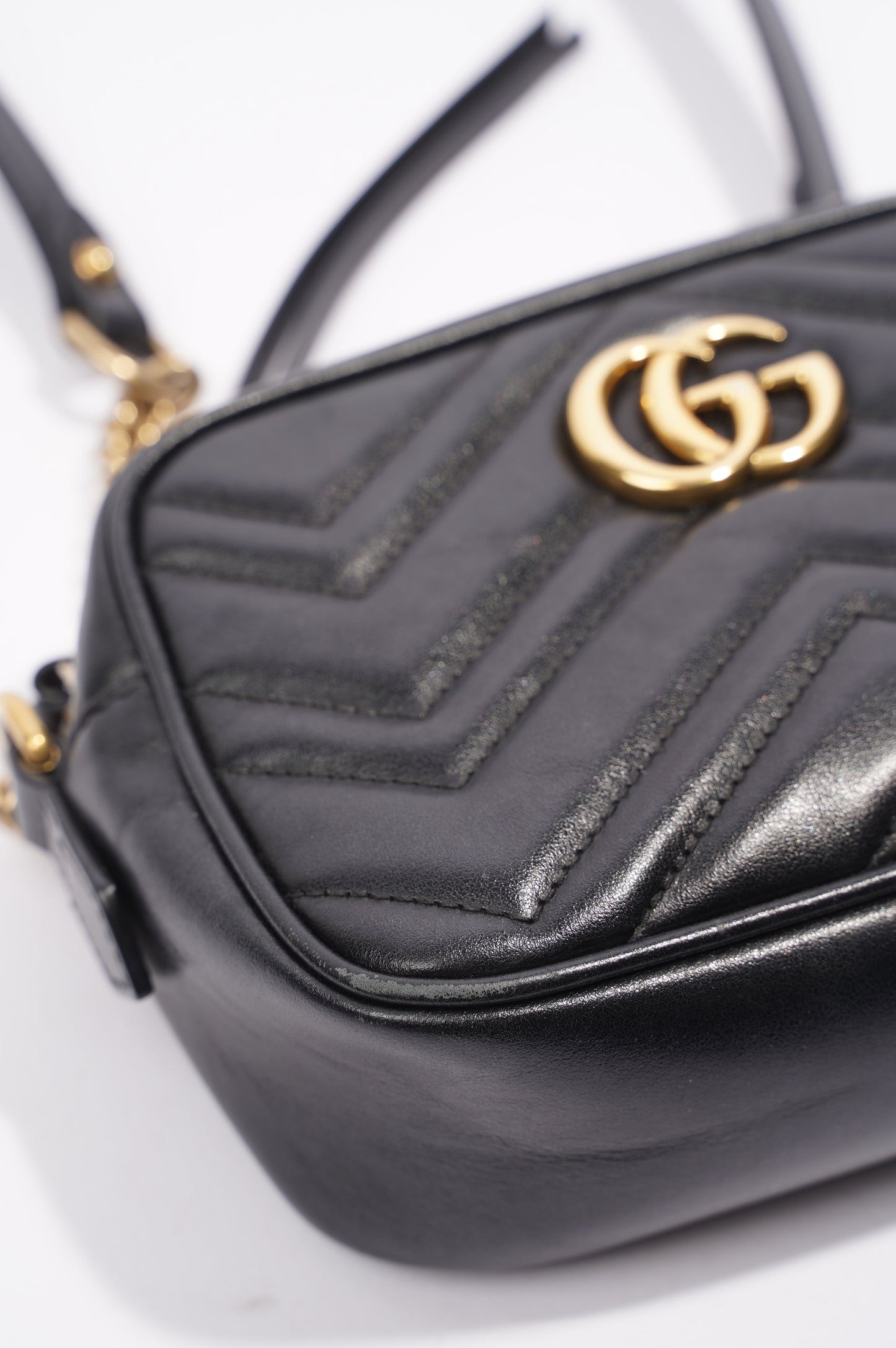 Gucci Marmont Zip Black Matelasse Leather Mini