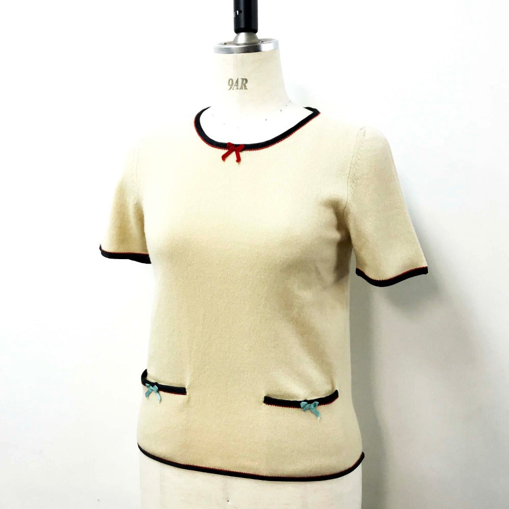 GUCCI Short sleeve T-shirt 501400 cashmere beige ribbon XS