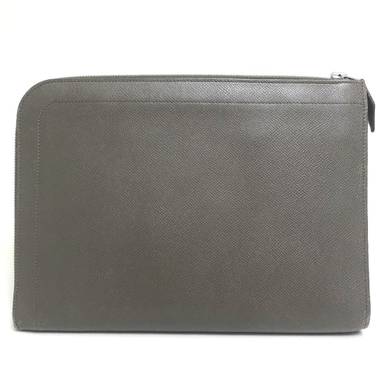 HERMES Clutch bag bag business bag L-shaped fastener Zip computer Epsom Gray unisex(Unisex) Used