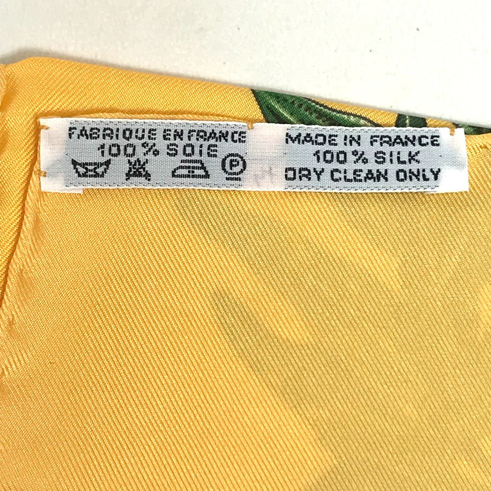 HERMES scarf silk Yellow x green Carre90 Passiflores Passion Flower Women Used