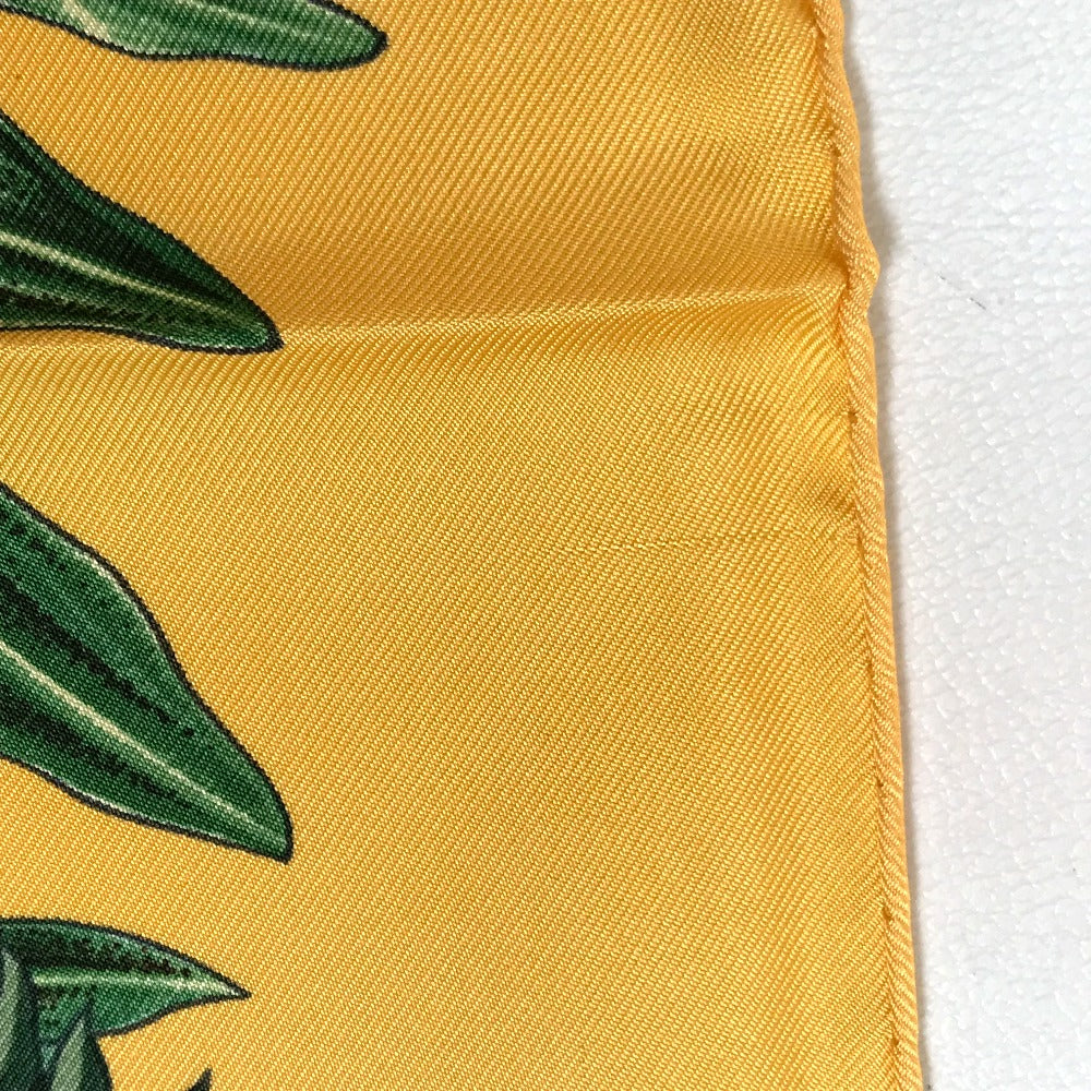 HERMES scarf silk Yellow x green Carre90 Passiflores Passion Flower Women Used
